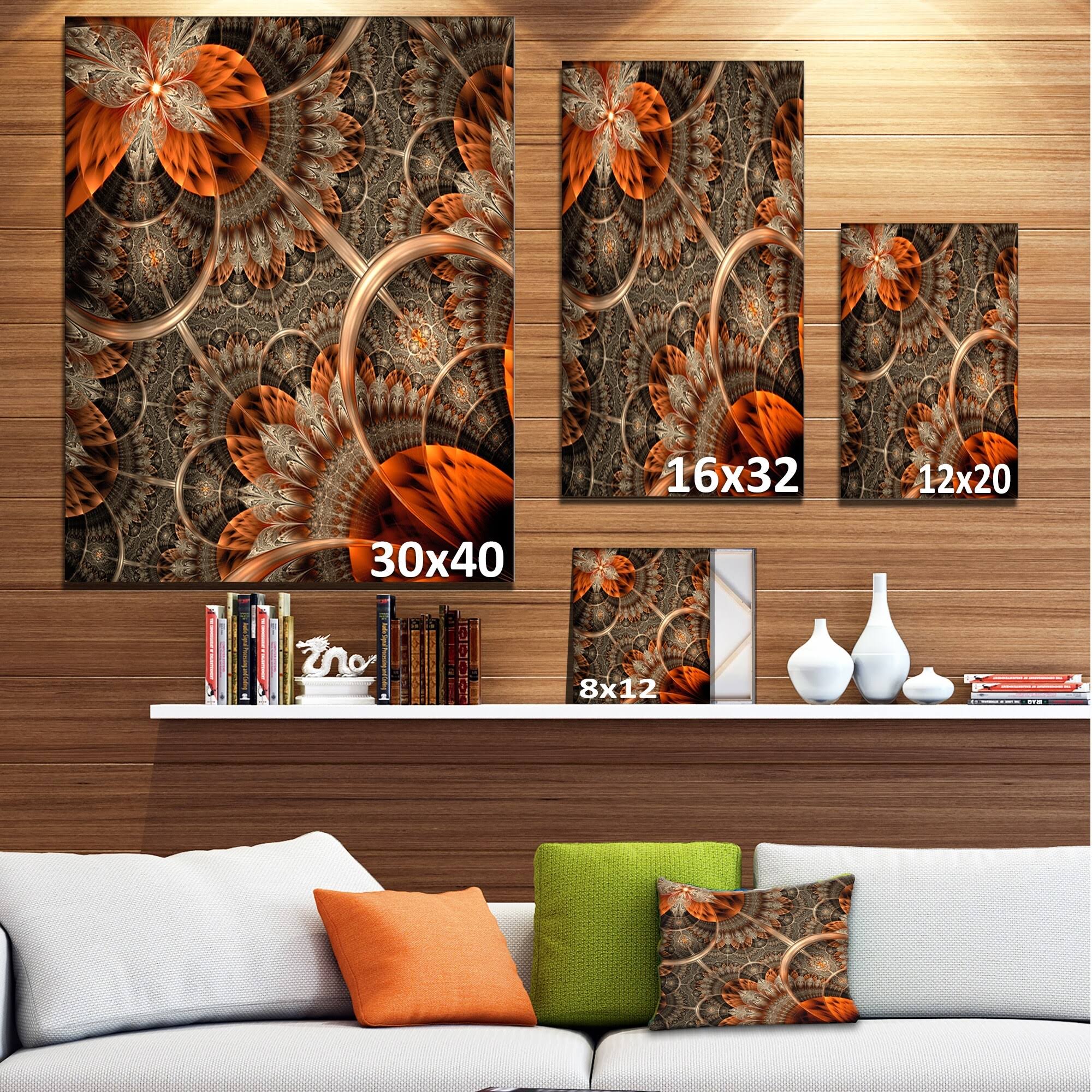 Design Art Orange Brown Digital Art Fractal Flower - Large Floral Canvas Art Print, 30 in. Wide x 40 in. High