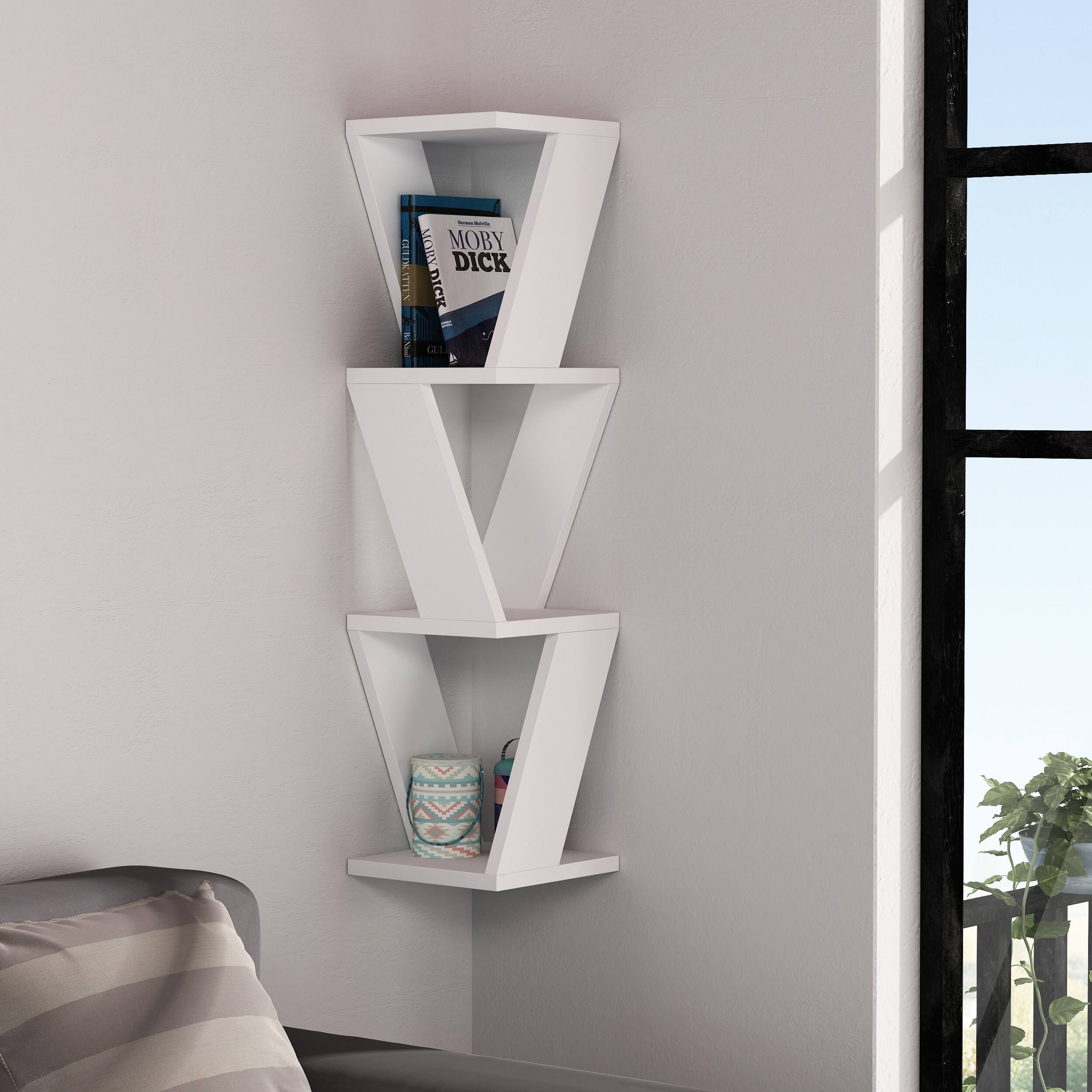 Chicago Modern Corner Wall Shelf White