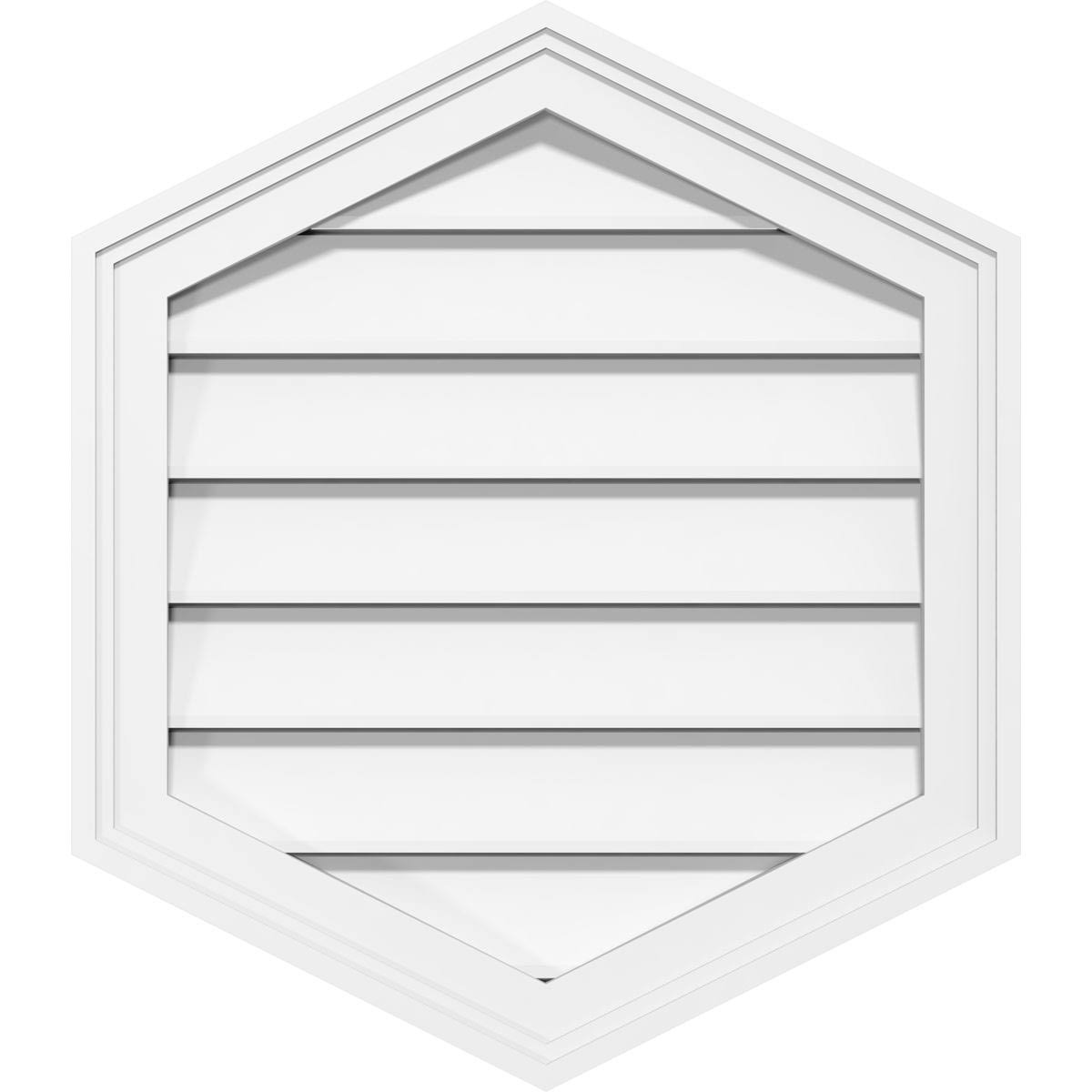 Ekena Millwork GVPVP42X3202SF-04 42x22W x 32x22H Vertical Peaked Surface Mount PVC Gable Vent 4/12 Pitch: Functional, w/ 2x22W x