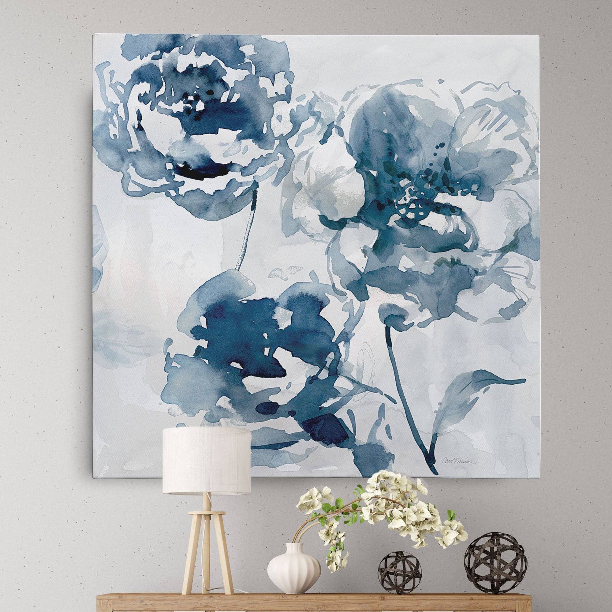 Wexford Home 'Indigo Swirl II' by Theresa Troise Heidel Painting Print on Wrapped Canvas, Gray