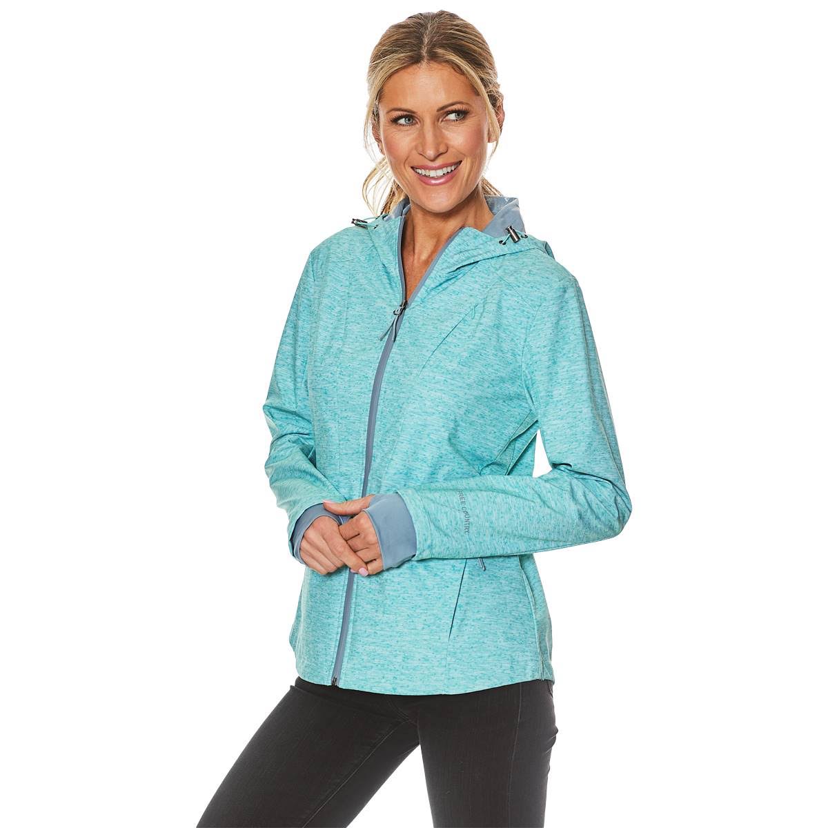 Womens Free Country Space Dye Softshell Jacket L Aqua Shadow
