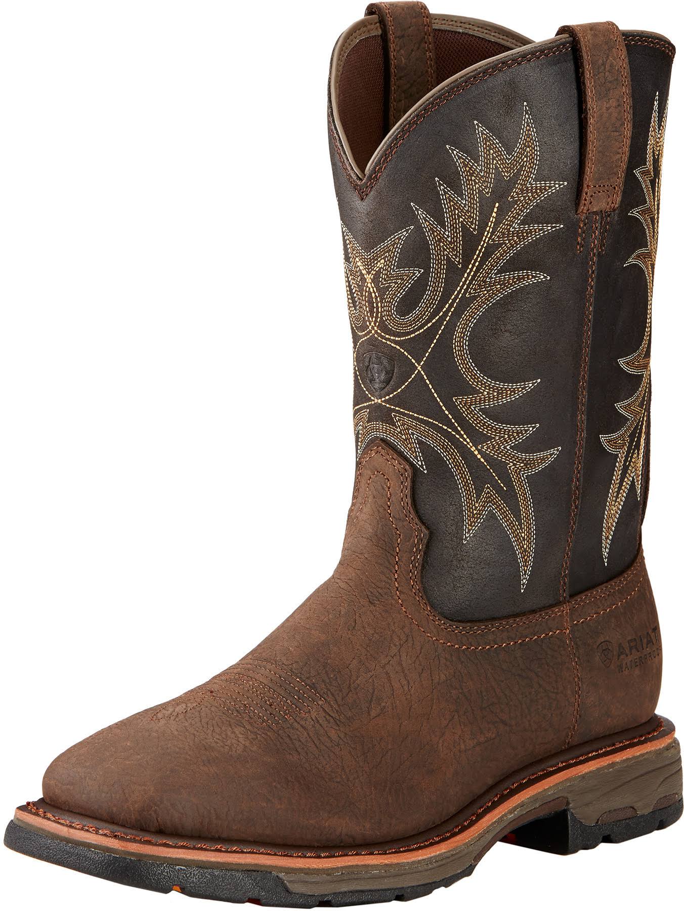 Ariat Workhog Wide Square Toe H2O 7.5 Men's Brown