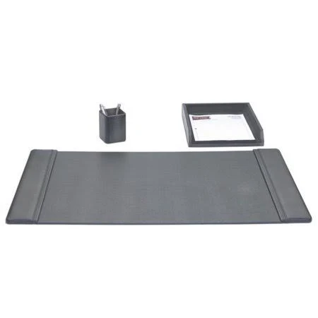 Dacasso D1037 Black Leather 3-Piece Desk Set,