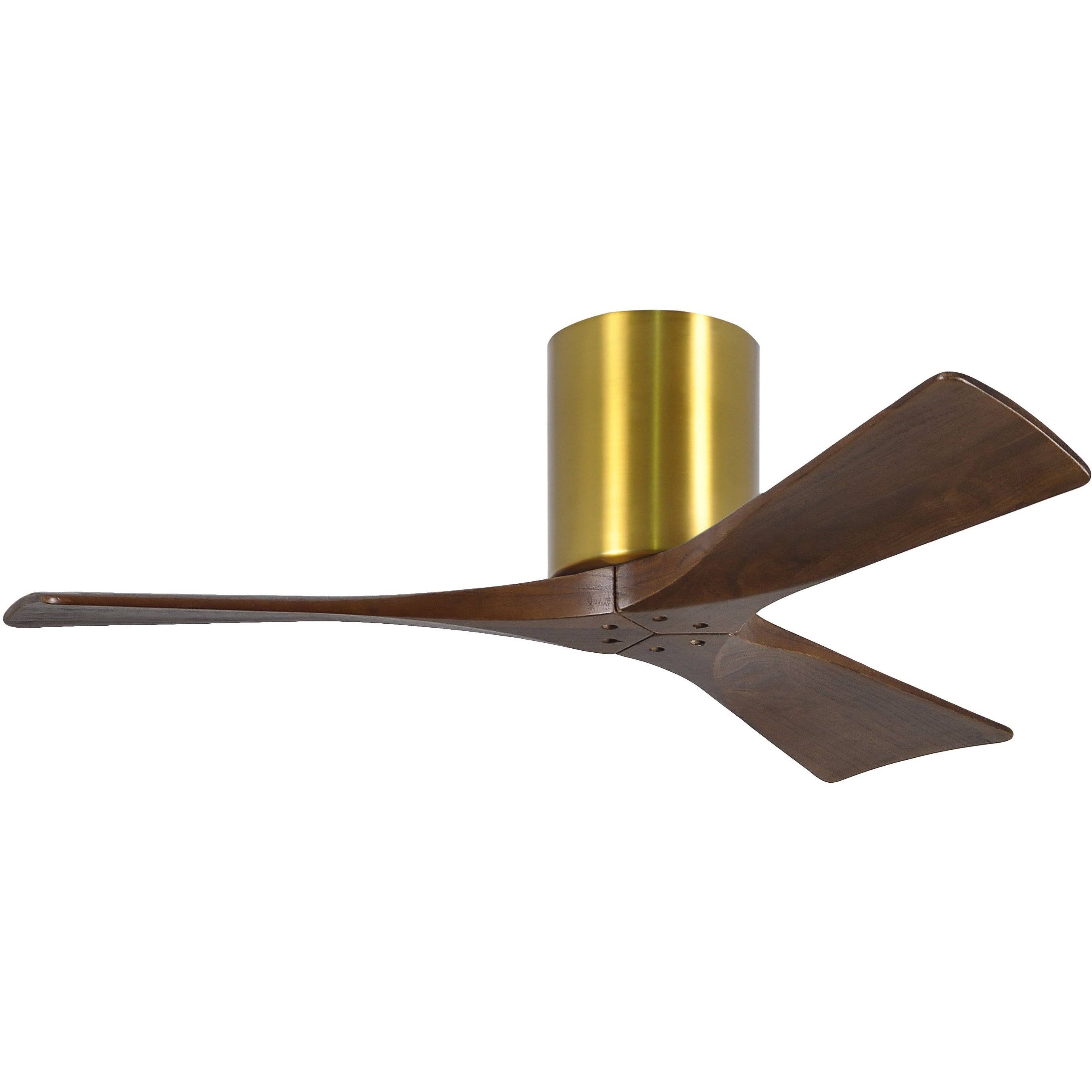 Matthews Fan Company Irene 42 inch Paddle Ceiling Fan in Brushed Brass 3 Walnut Tone Blade - IR3H-BRBR-WA-42