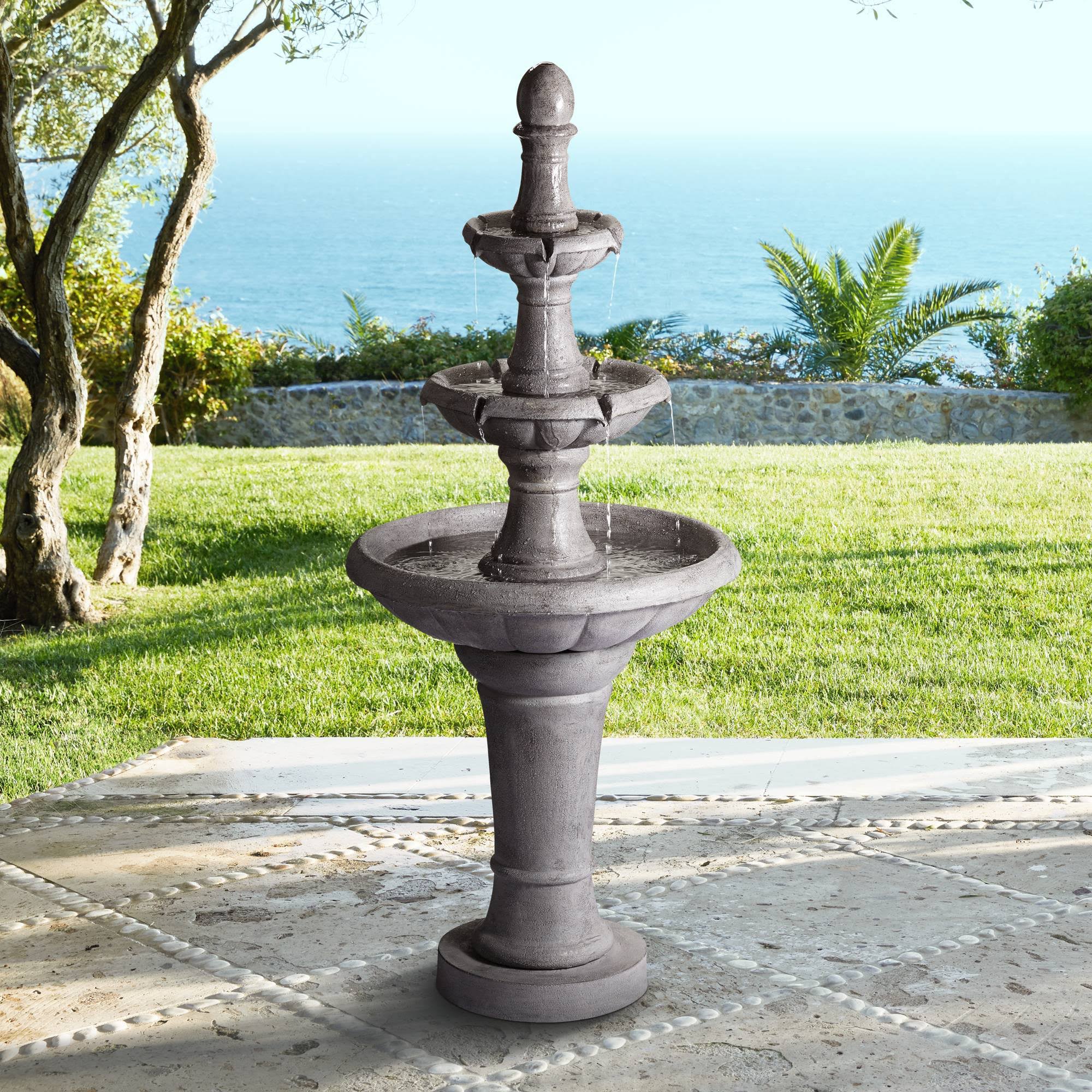 John Timberland Pisa Italian Outdoor Floor Water Fountain 57 1/2x22 High 3 Tiered Bowls for Yard Garden Patio Deck Home