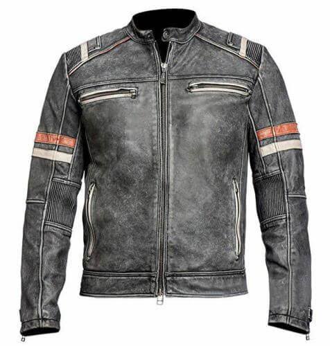 Mens Vintage Cafe Racer Retro Distressed Leather Jacket - Hawku0026Bull