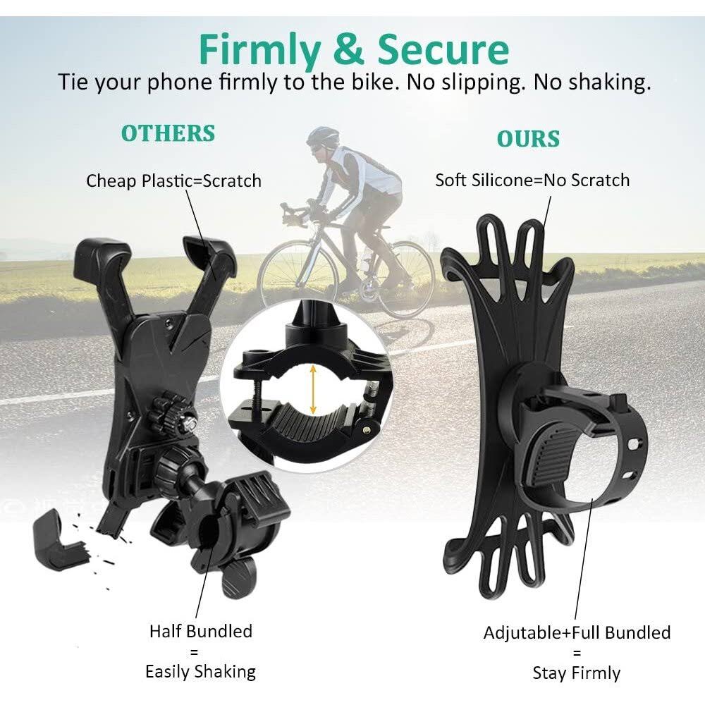 Bovon Bike Phone Mount, Silicone Bicycle Holder Motorcycle Handlebar Mount, Fits