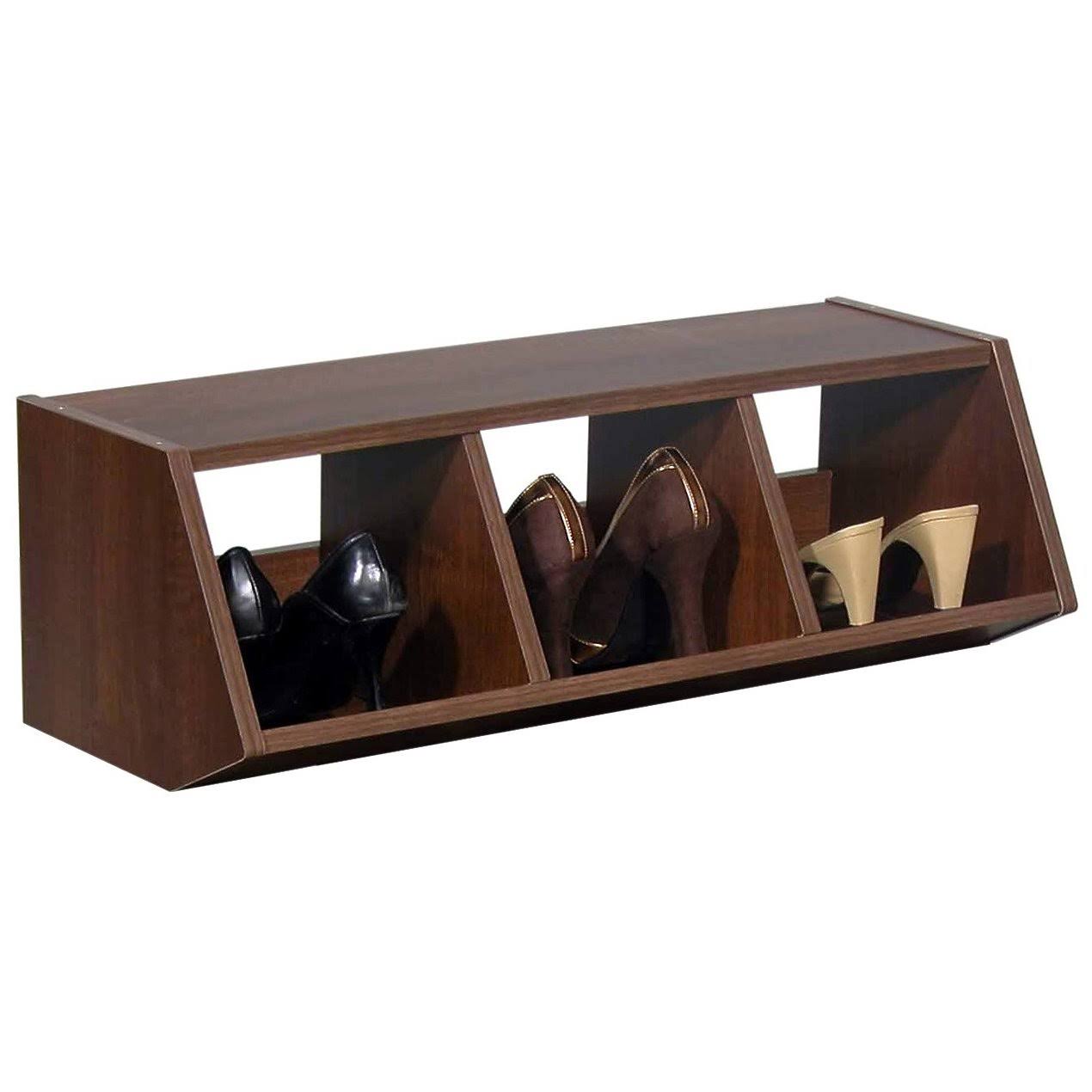 Venture Horizon Multi-Purpose Stackable Storage Bins-Dark Walnut