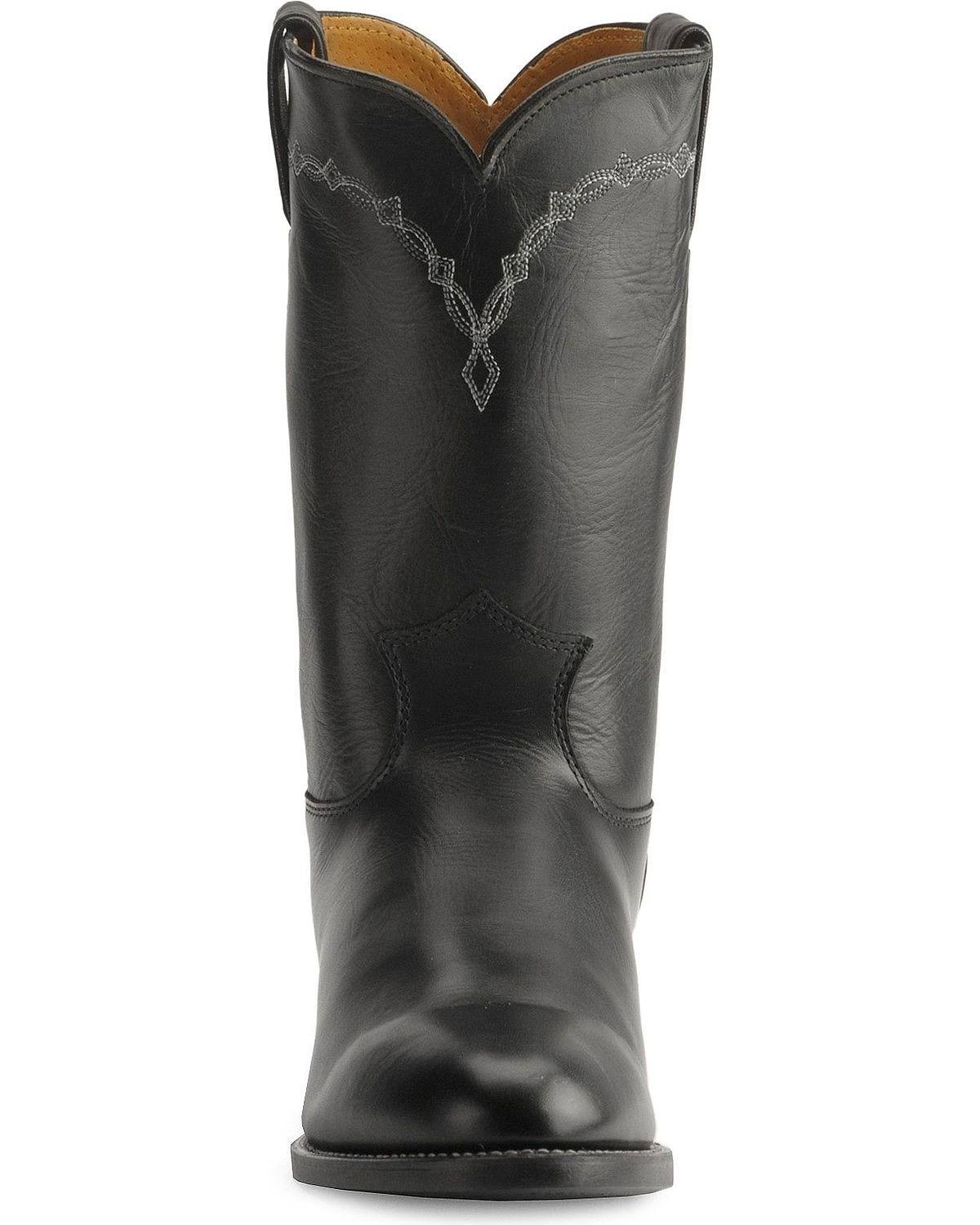 Justin Men's Brock Black Leather Roper Boots