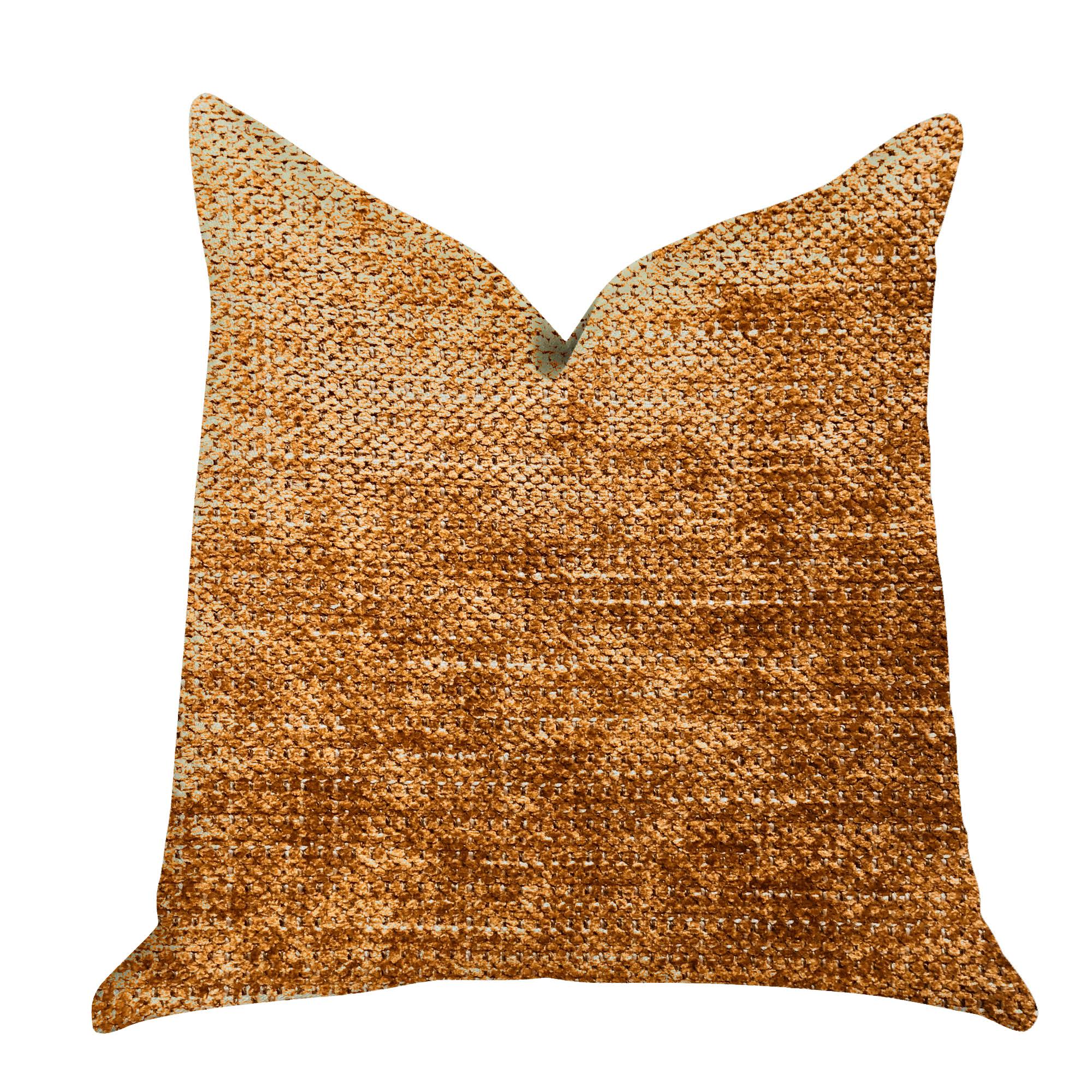 Plutus Aureila Brown Bronze Luxury Throw Pillow 22x22L x22x22W