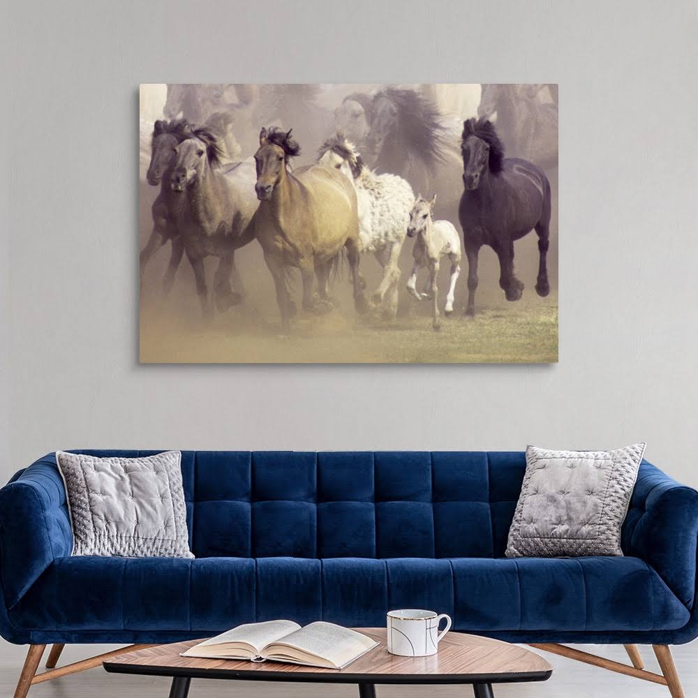 Wild Horses Running | Canvas Wall Art | 60x40 | Great Big Canvas