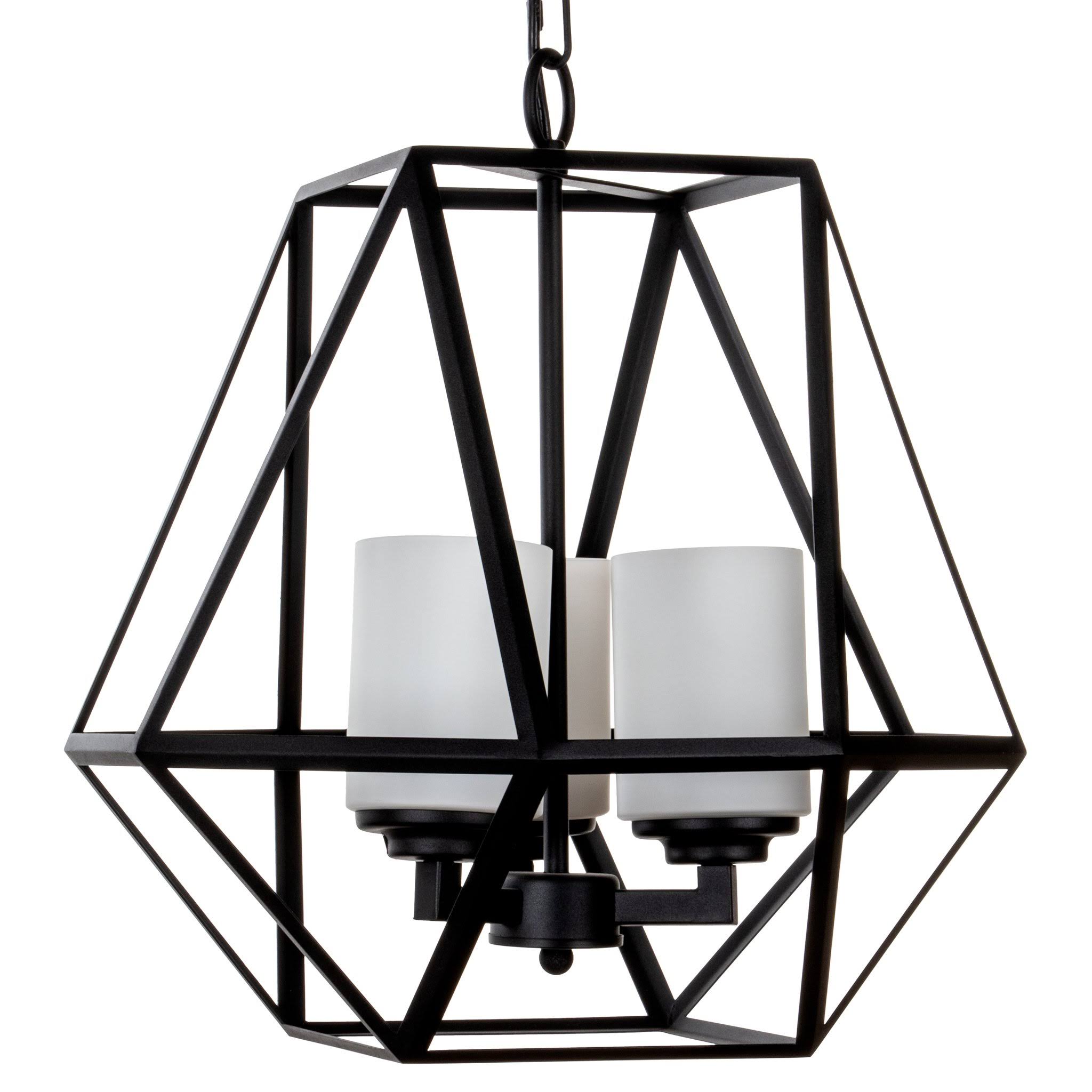 Amalfi D茅cor 3-Light Wrought Iron Chandelier Pendant Light, Hard-Wire Only (Black) Wrought Iron Frame with Glass Crystals