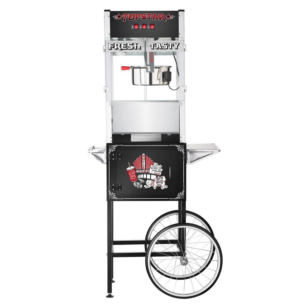 Great Northern 12 oz. Black Top Star Commercial Quality Popcorn Machine with Cart