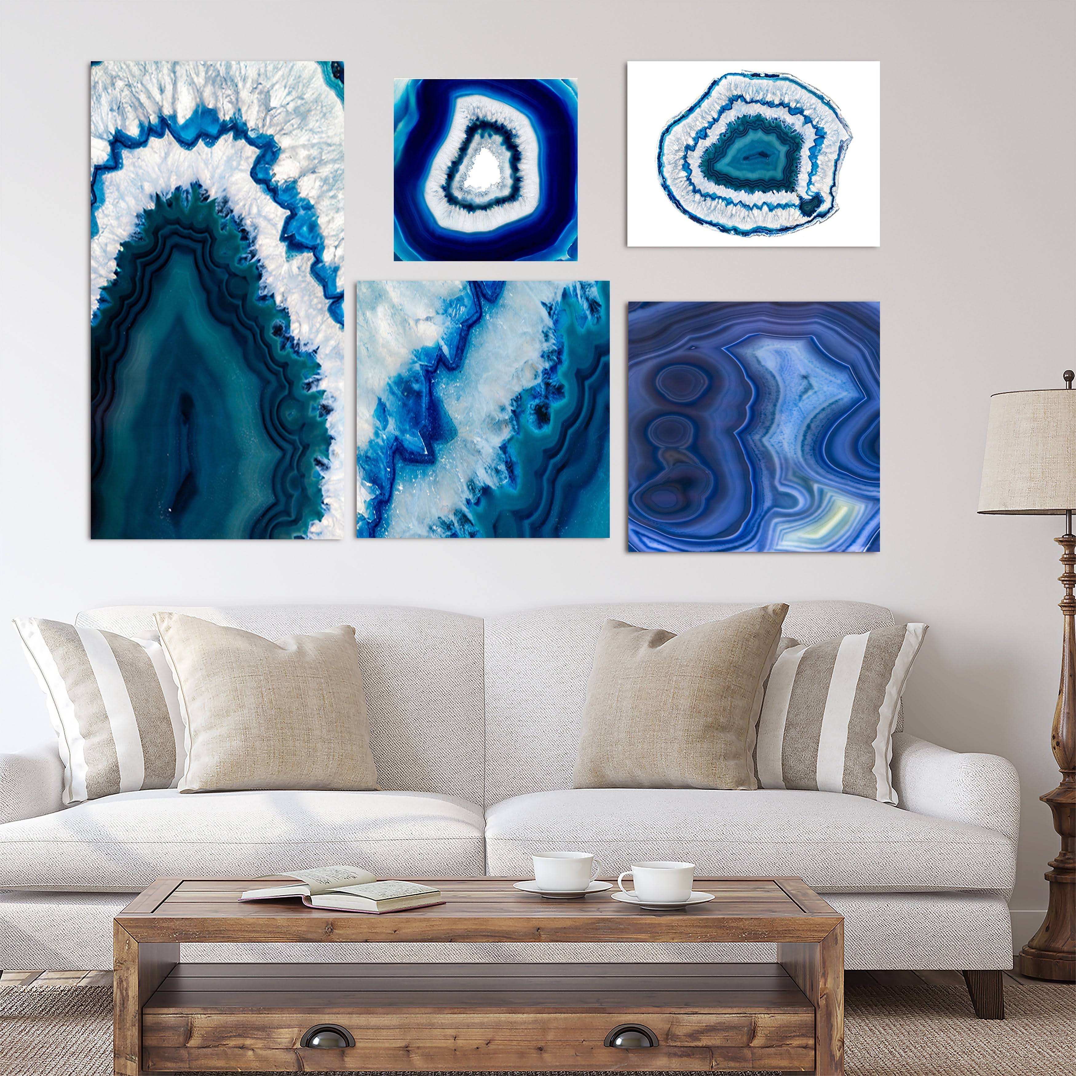 Designart - Geode Collection - Traditional Wall Art Set of 5 Blue