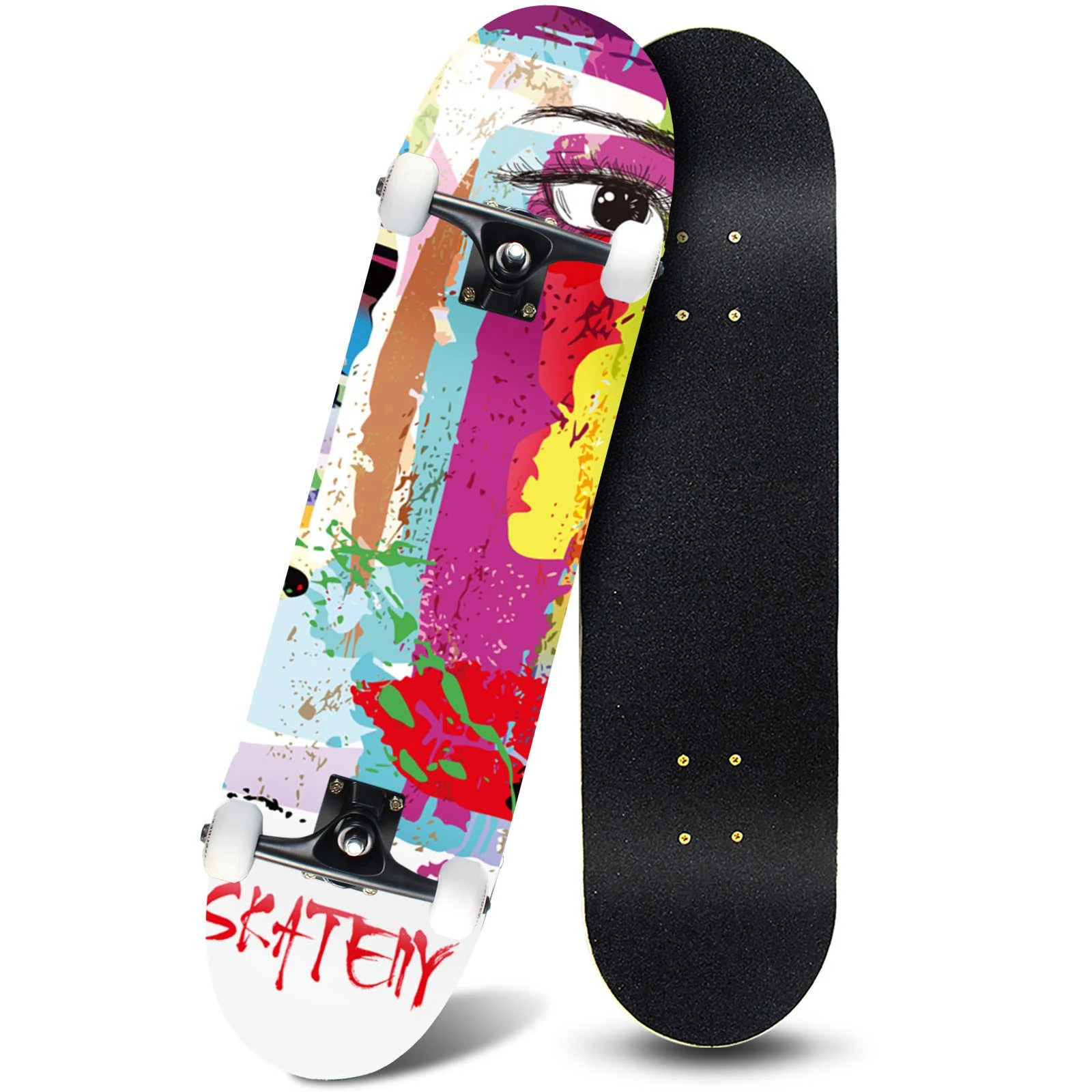 ANDRIMAX Skateboards-Complete Skateboards for Beginners Kids Boys Girls Adults 7, Maple