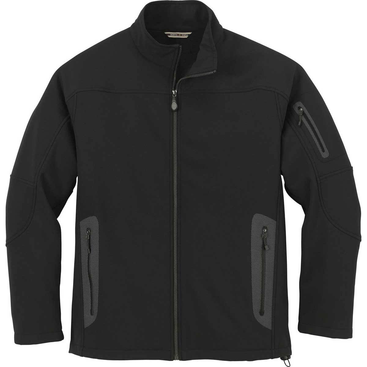North End 88138 Men's Three-Layer Fleece Bonded Soft Shell Technical Jacket - Black - 3XL