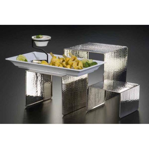 American Metalcraft RSH1 3-Piece Riser Set, Hammered Stainless Steel