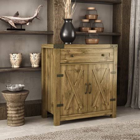 Amolife Wood Farmhouse Accent Storage Cabinet, Buffet Sideboard, Rustic Wood, Size: 30 x 15.6 x 33