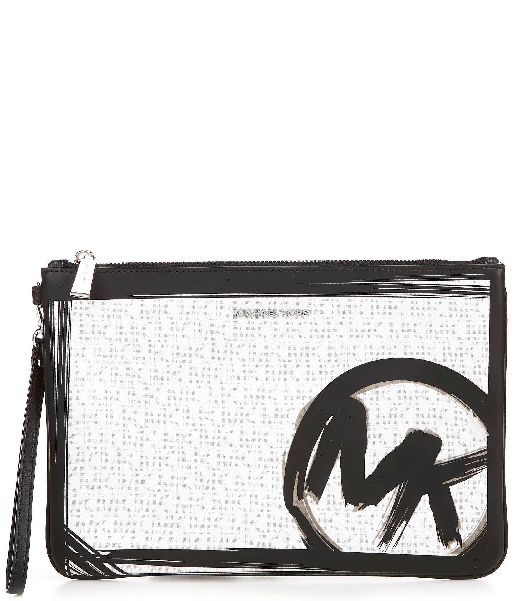 Michael Michael Kors White Jet Set Large Zip Pouch