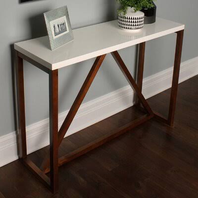 Sievers 42x22 Console Table Red Barrel Studio Color: White/Walnut Brown