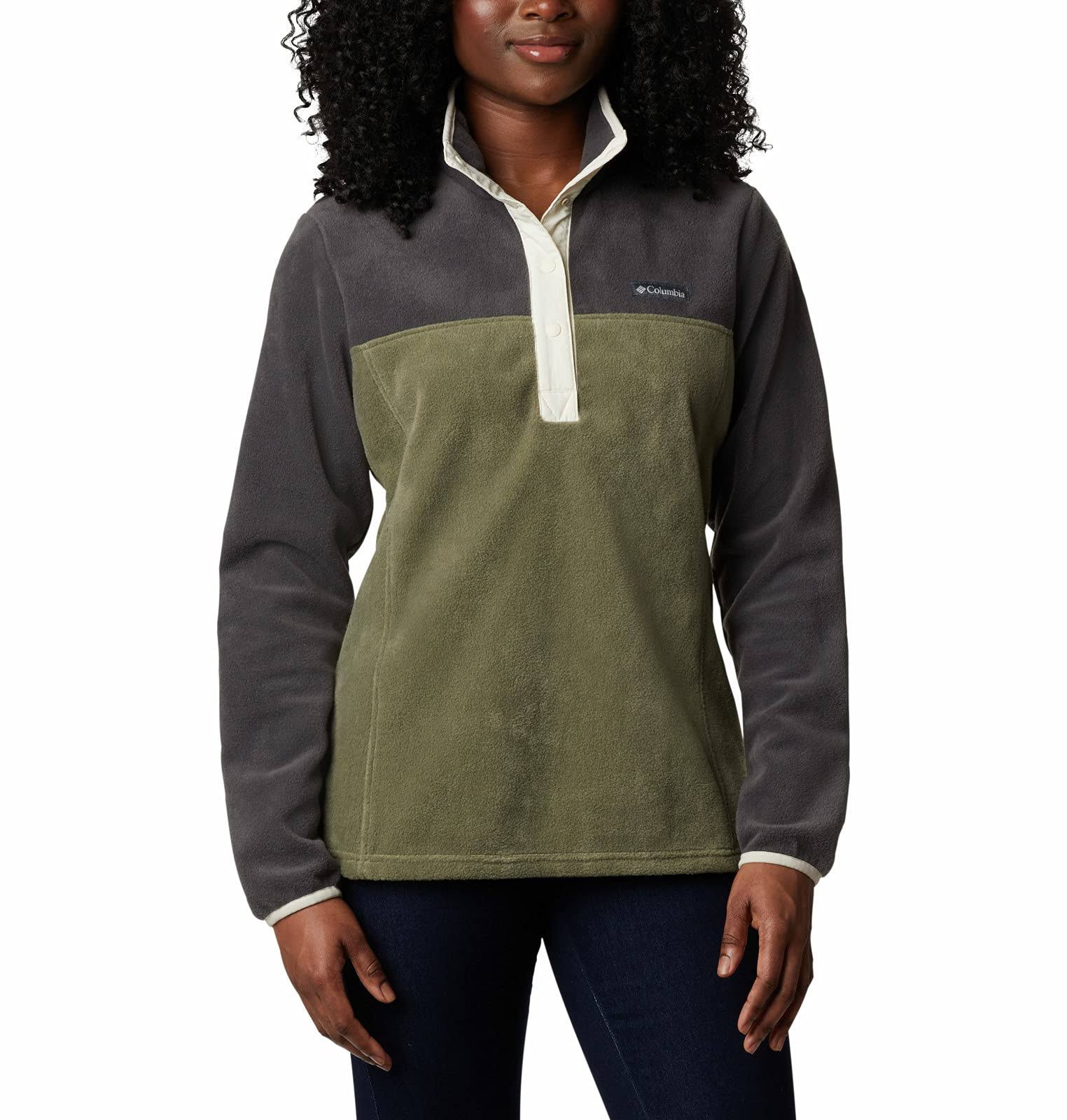 Columbia Women's Benton Springs Half Snap Pullover (XL Shark/Stone Green)