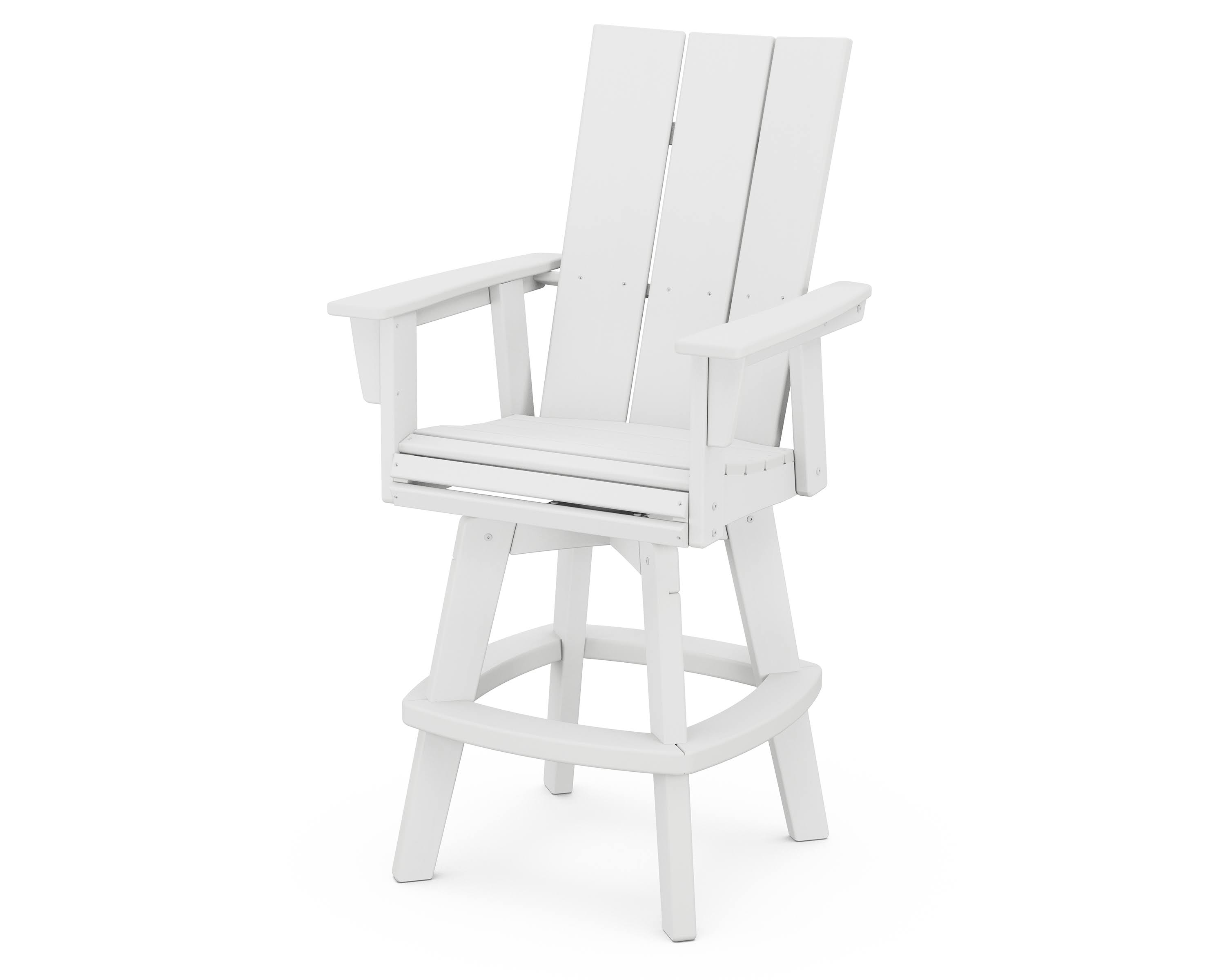 POLYWOOD Modern Adirondack Swivel Bar Chair in White