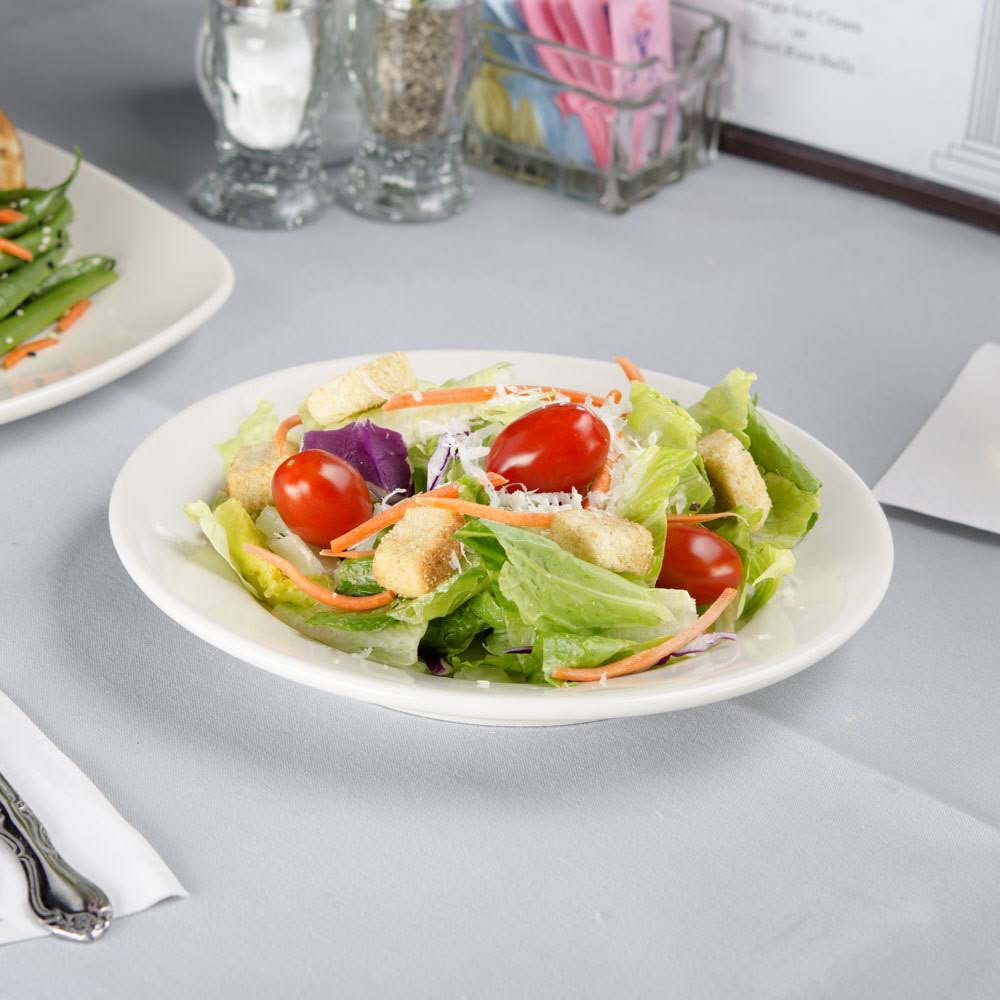 Choice 8 1/4x22 Ivory (American White) Wide Rim Rolled Edge Stoneware Plate - 36/Case