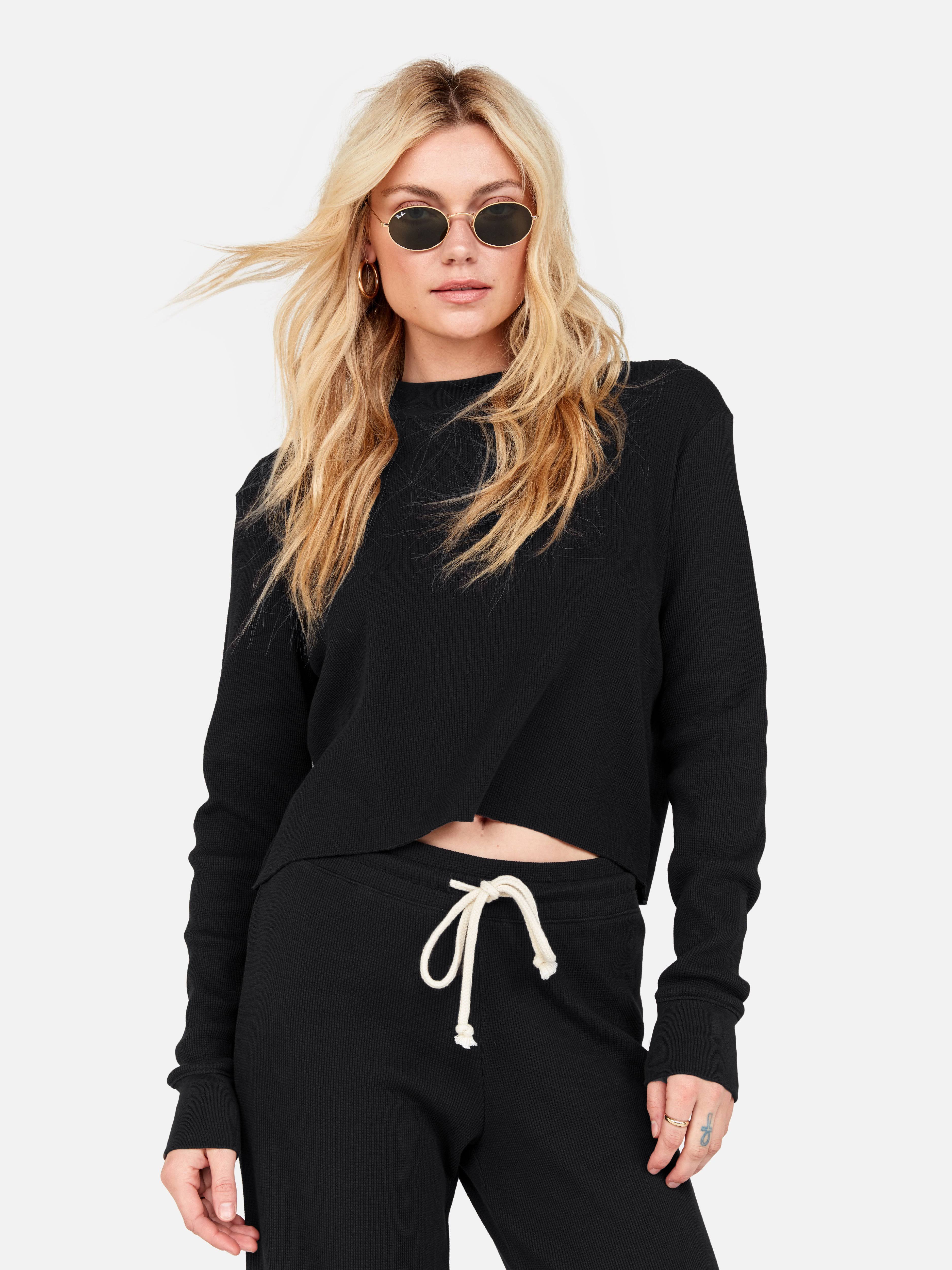 Organic Thermal Boxy Crop Jet Black / Xs