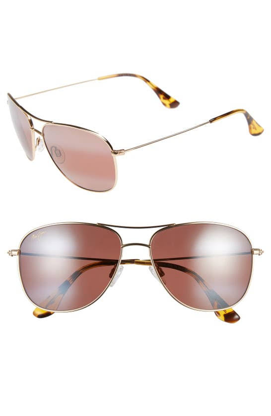 Maui Jim Cliff House 59mm Polarizedplus2 Metal Aviator Sunglasses - Gold/ Maui Rose