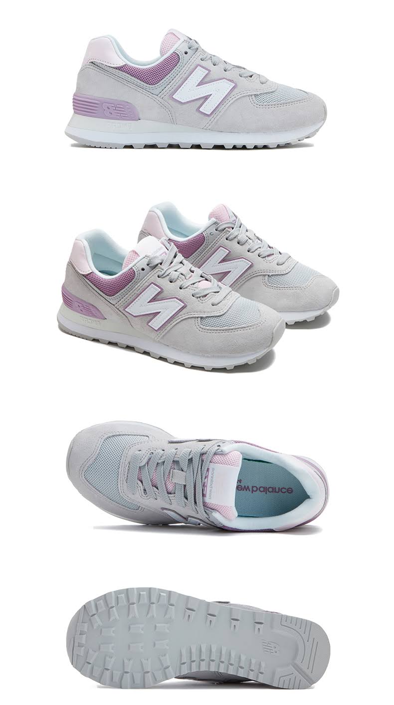 New Balance Women's 574 Lifestyle Shoes - Grey/Purple (Size 7)
