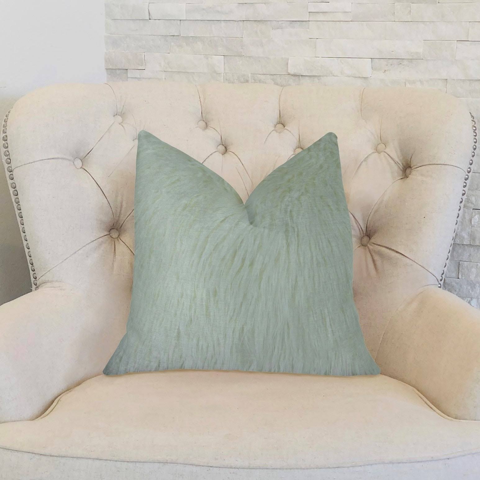 Plutus Fuzzy Mongolian Fur White Handmade Luxury Pillow, Size: 20x22 x 26x22