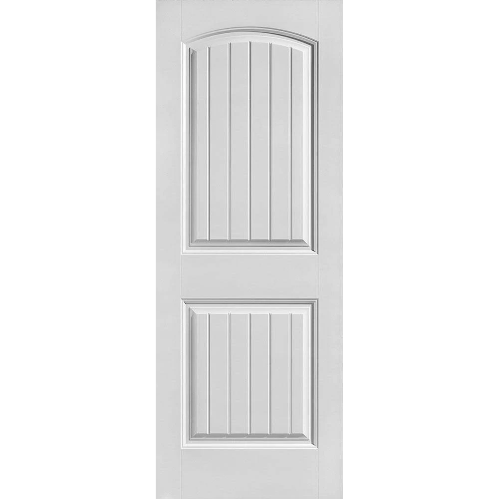 Masonite 30 in. x 80 in. Cheyenne Smooth 2-Panel Camber Top Plank Hollow Core Primed Composite Interior Door Slab 24881
