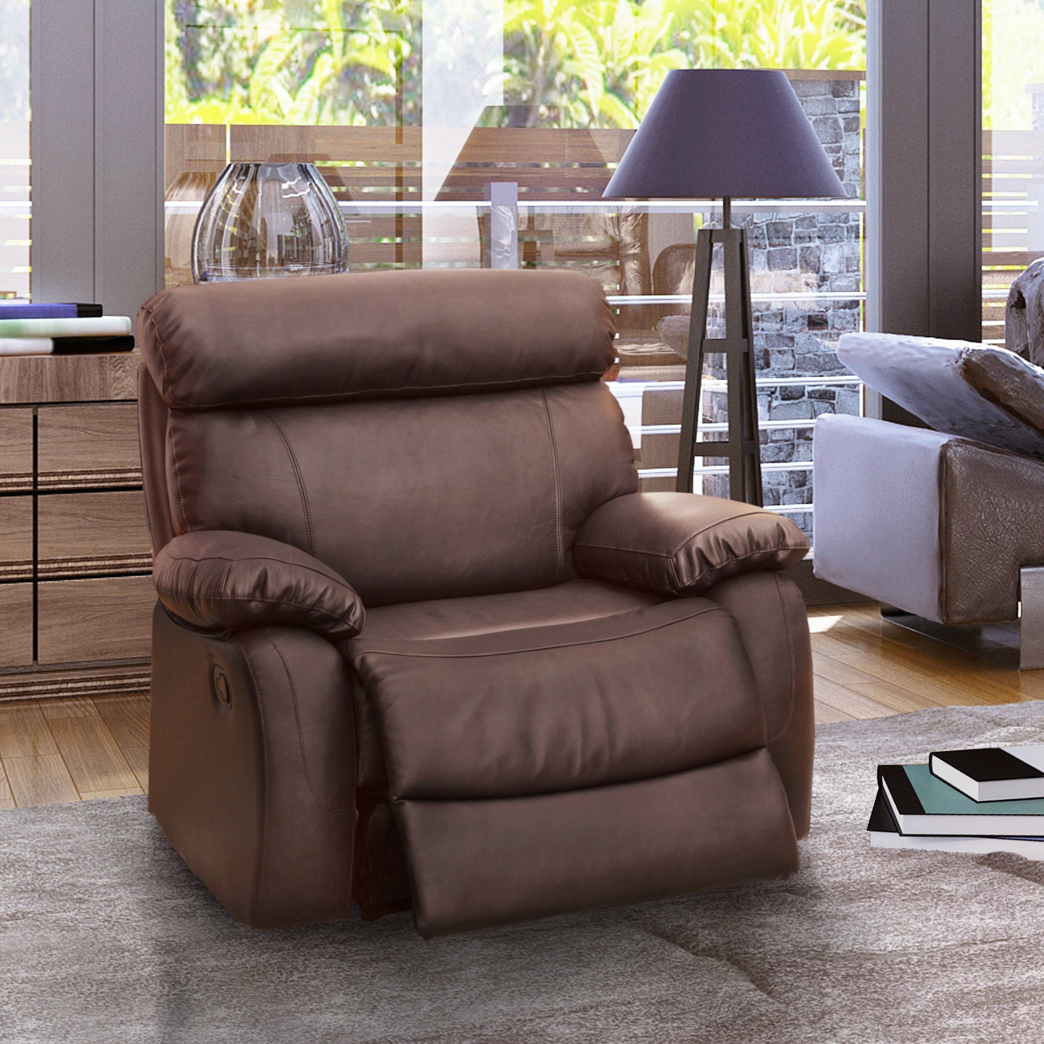 Furniture of America Nart Contemporary Brown Leather Glider Recliner