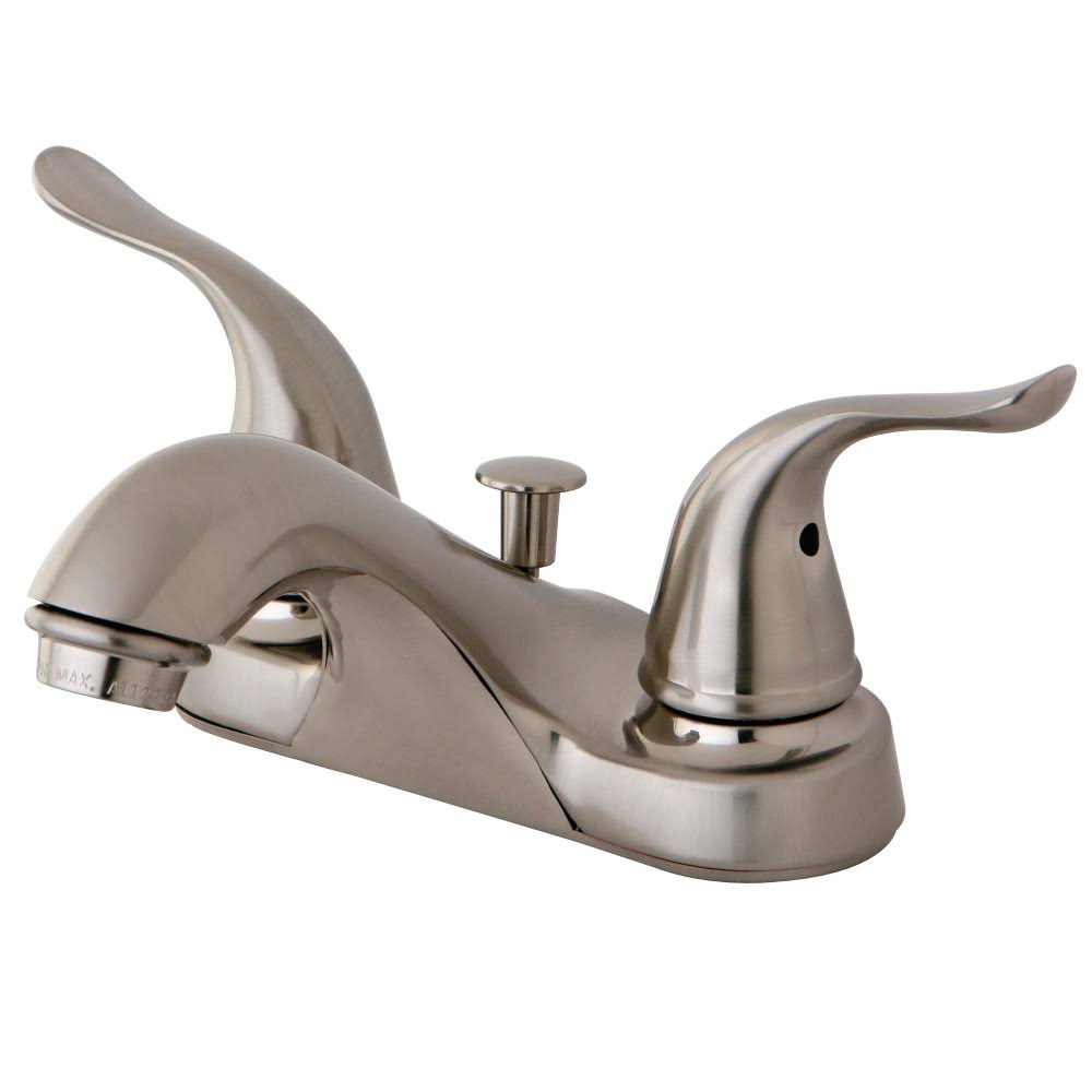 Kingston Brass KB5628YL Yosemite Satin Nickel 4x22 Centerset Two-Handle Lavatory Faucet