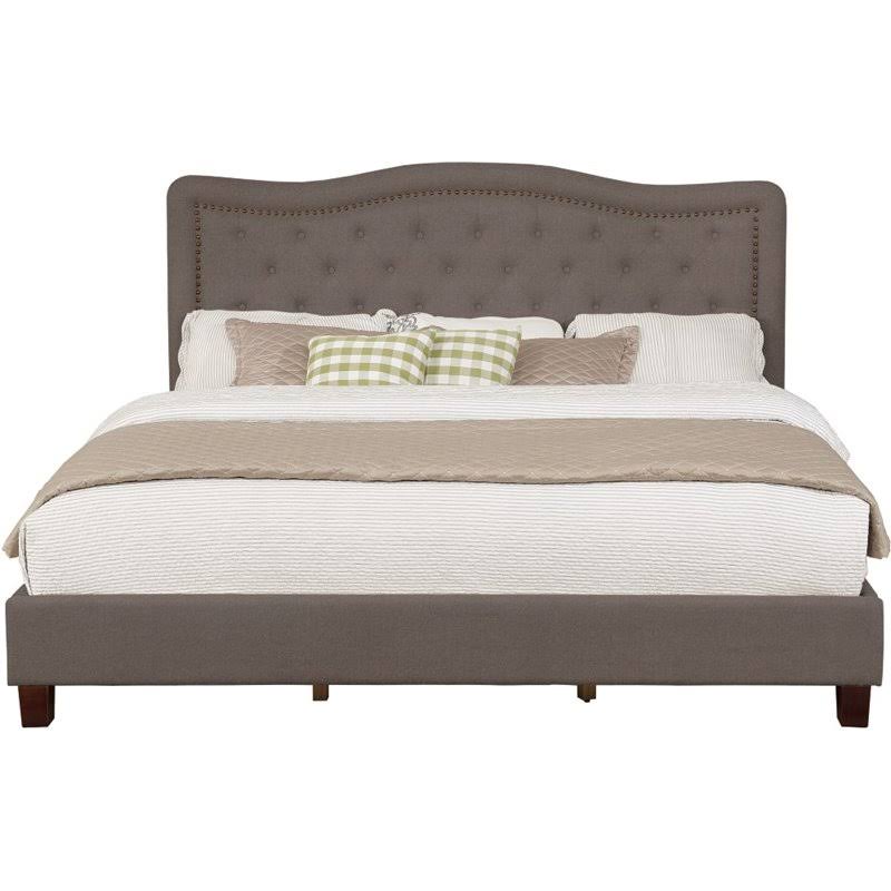 Nathaniel Home 55013-83BR Upholstered Panel Bed with Nailhead Brown - Queen Size