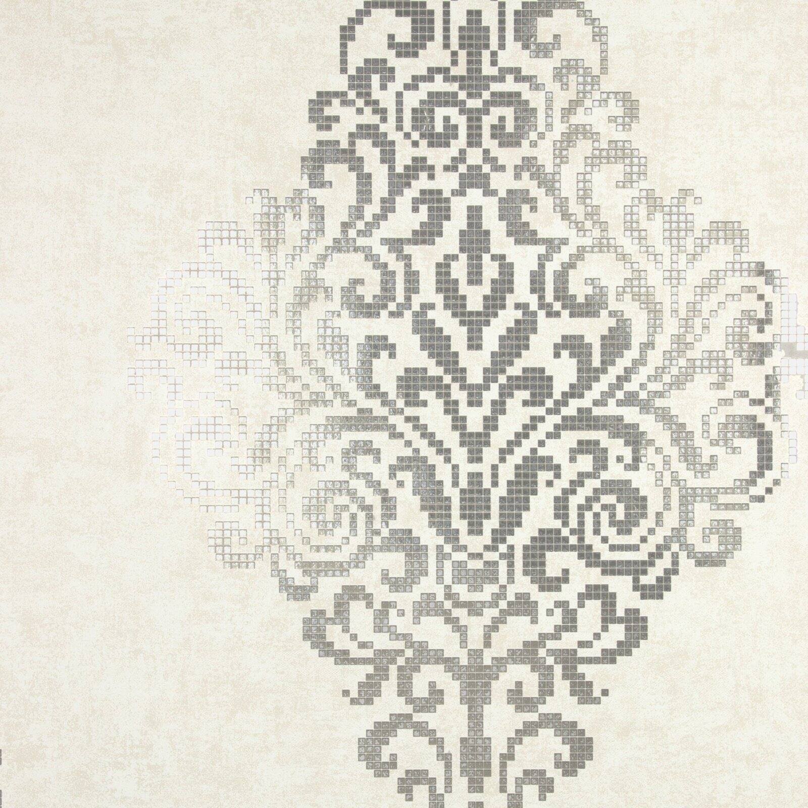 Kenneth James 2542-20749 Lux Foil Damask Wallpaper, Silver