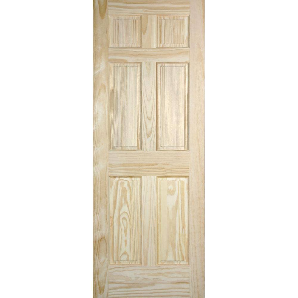 Masonite 30 in. x 80 in. Radiata Smooth 6-Panel Solid Core Unfinished Pine Interior Door Slab