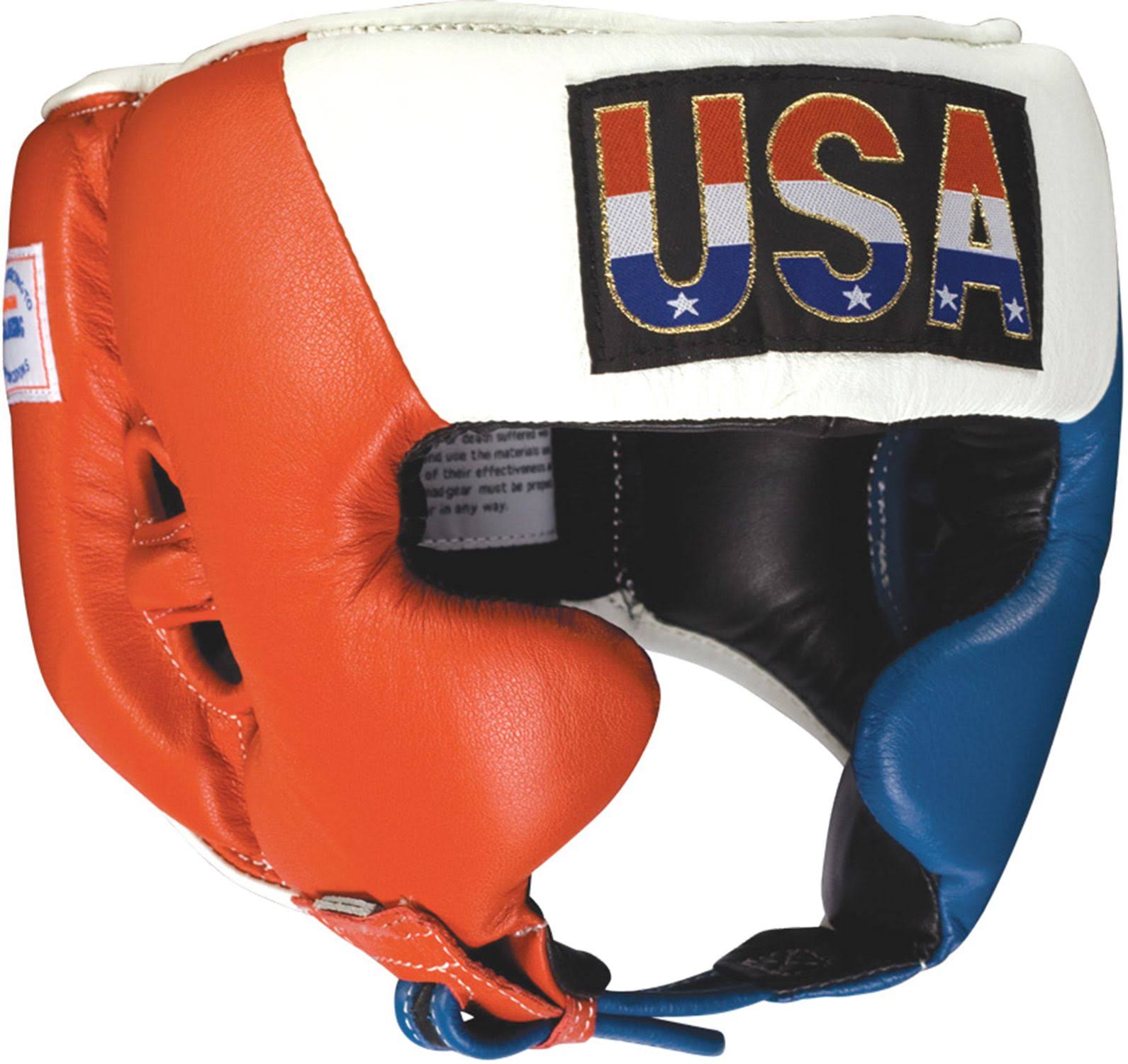 Ringside Competition Boxing Headgear with Cheeks - Red/White/Blue - Small