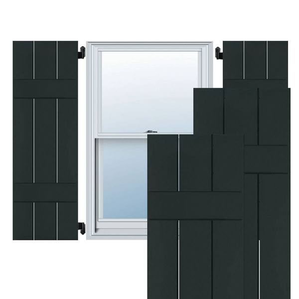 Ekena Millwork 2-Pack 12-in W x 60-in H Black Forest Green Board and Batten Wood Western Red Cedar Exterior Shutters | RWB12X060