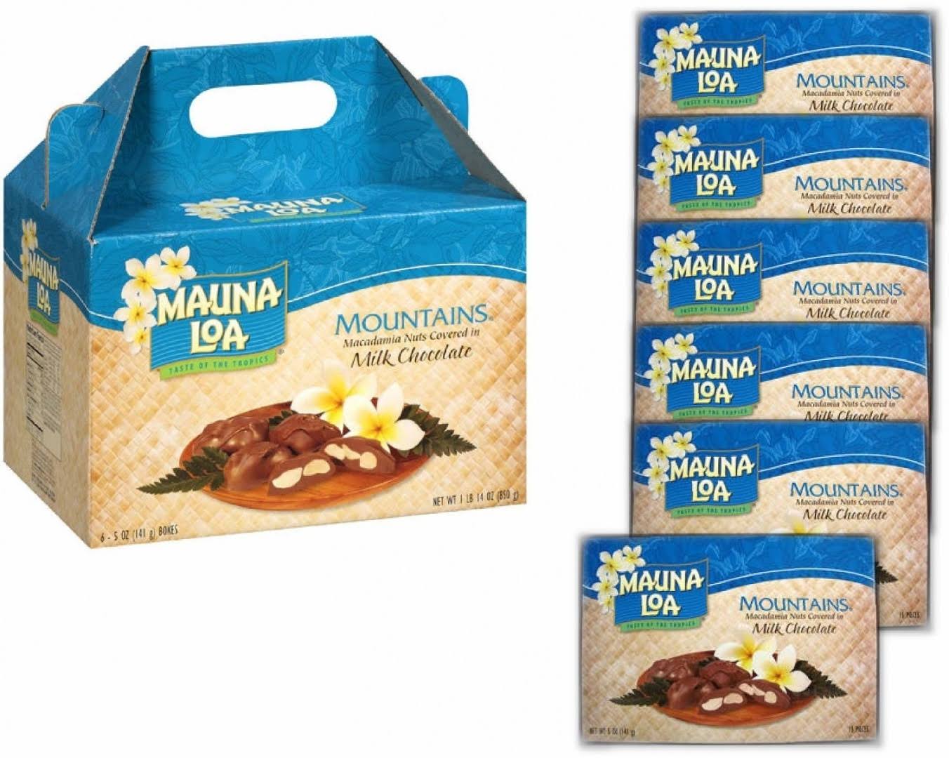Mauna Loa Milk Chocolate Macadamia Nuts (6 Individually Wrapped Boxes in Carrying CASE)