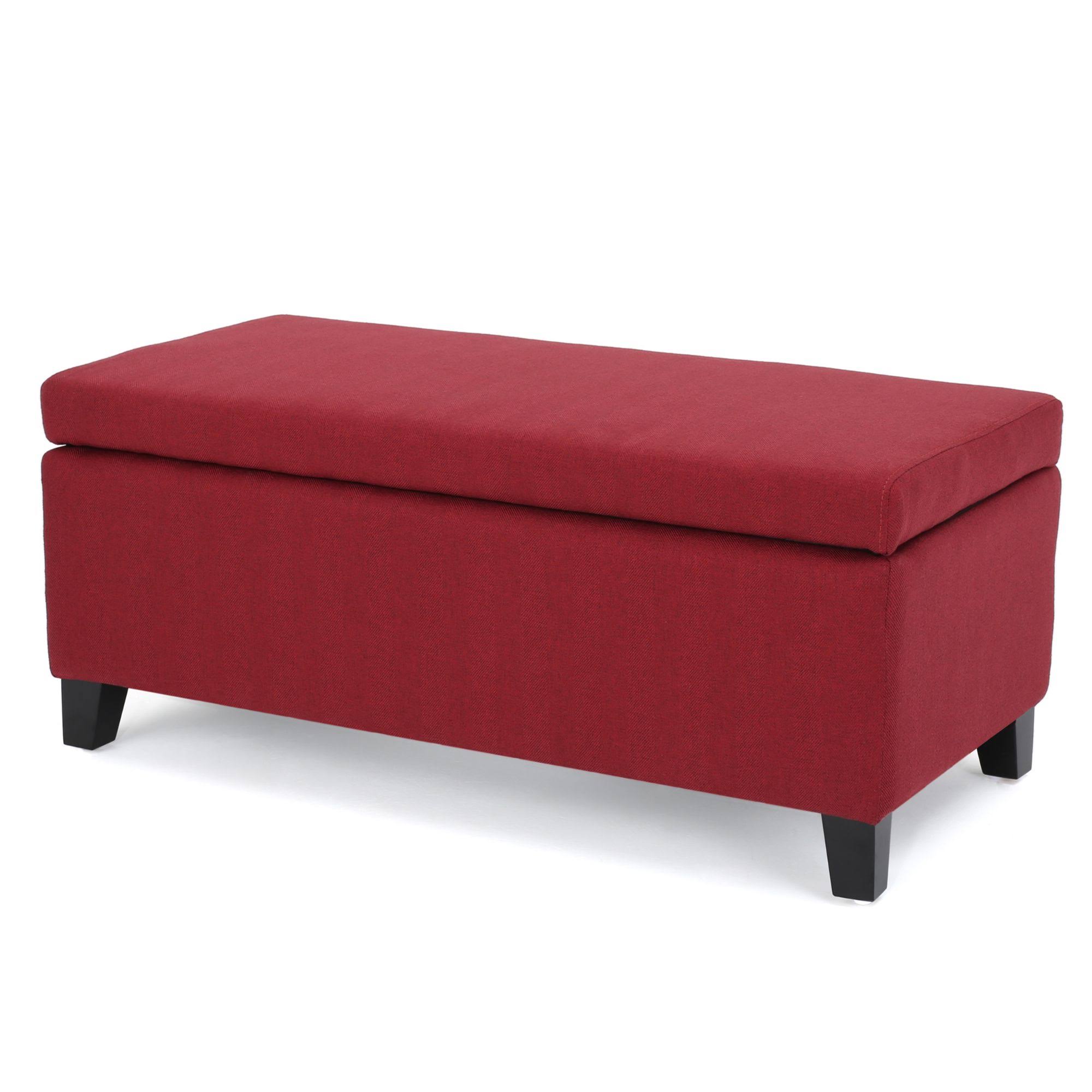 38.25x22 Red and Brown Contemporary Rectangular Storage Ottoman