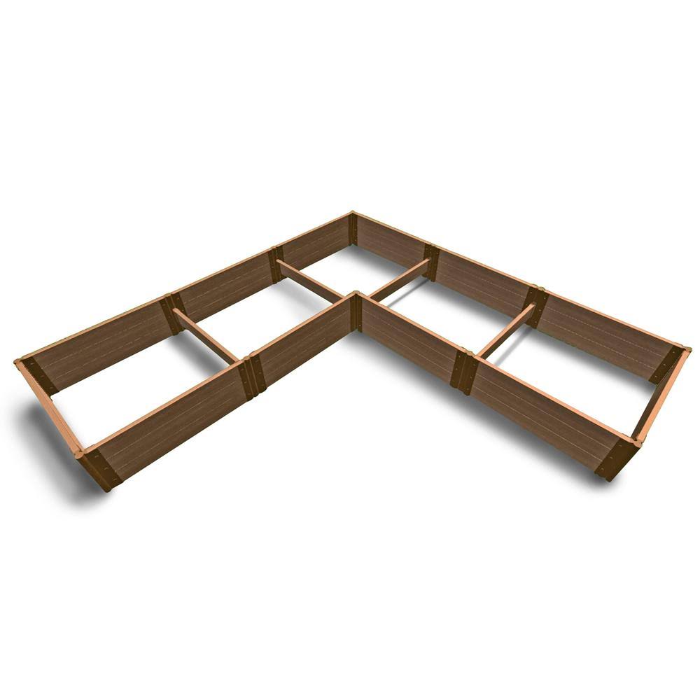 Frame It All Tool-Free Classic Sienna Raised Garden Bed L Shaped 12& x 12& x 16.5 2 Profile