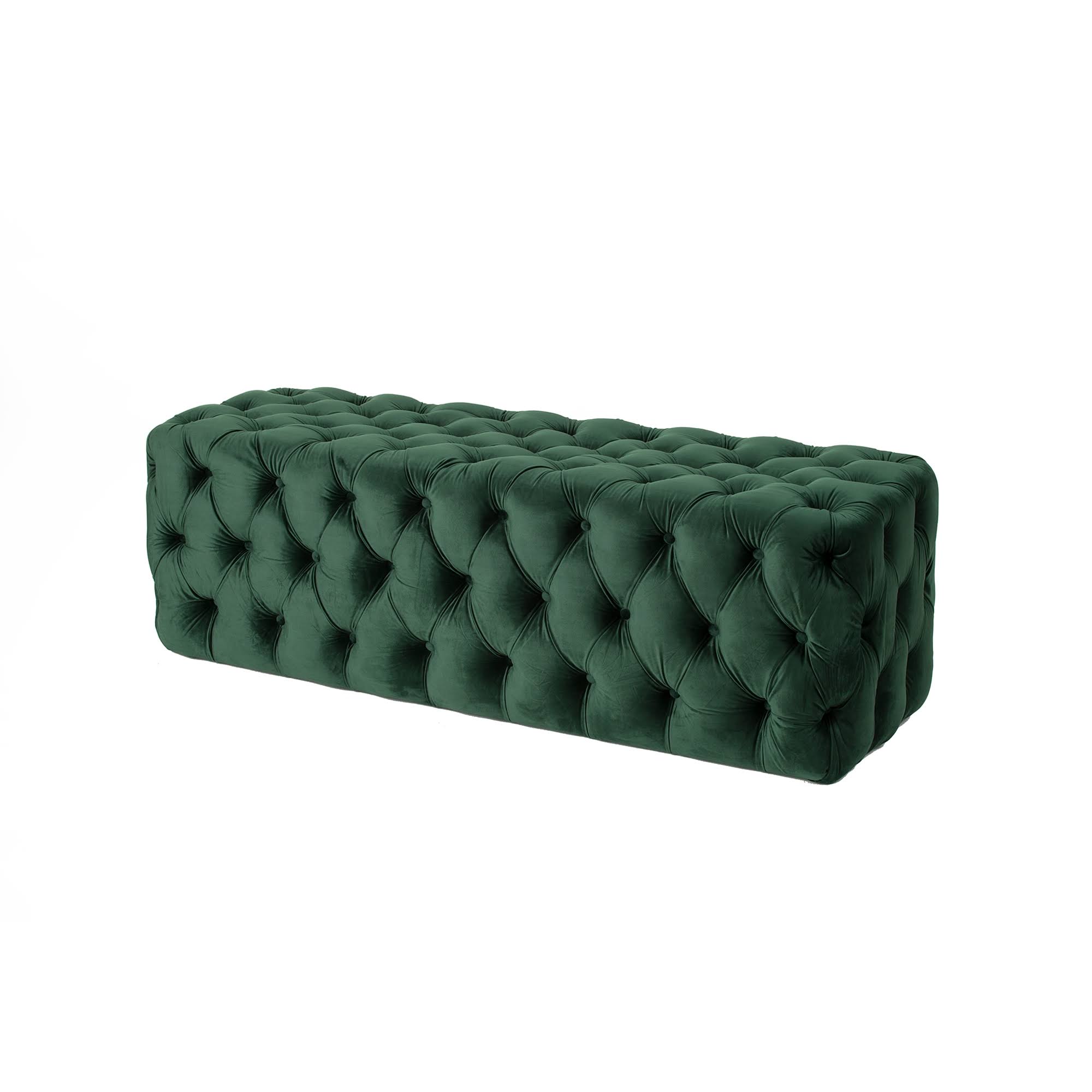 The Khazana Home Furnishings Grace Tufted Bench in Forest Green