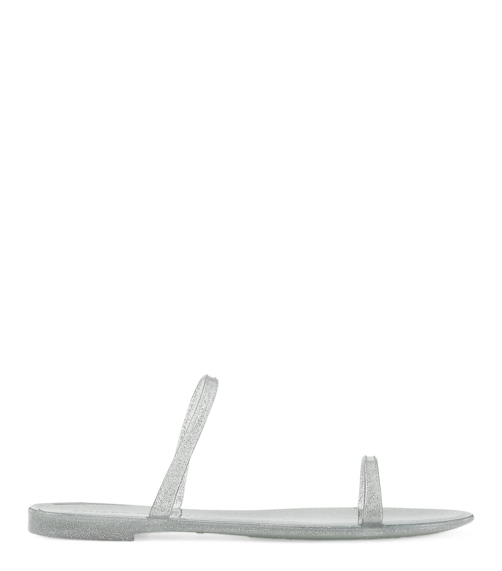 Stuart Weitzman Sawyer Slide Sandals, Silver Glittery Rubber, Size: 4 M