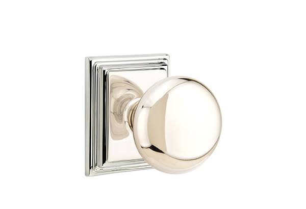 Emtek Providence Knob w/ Wilshire Rosette Passage Set Polished Nickel