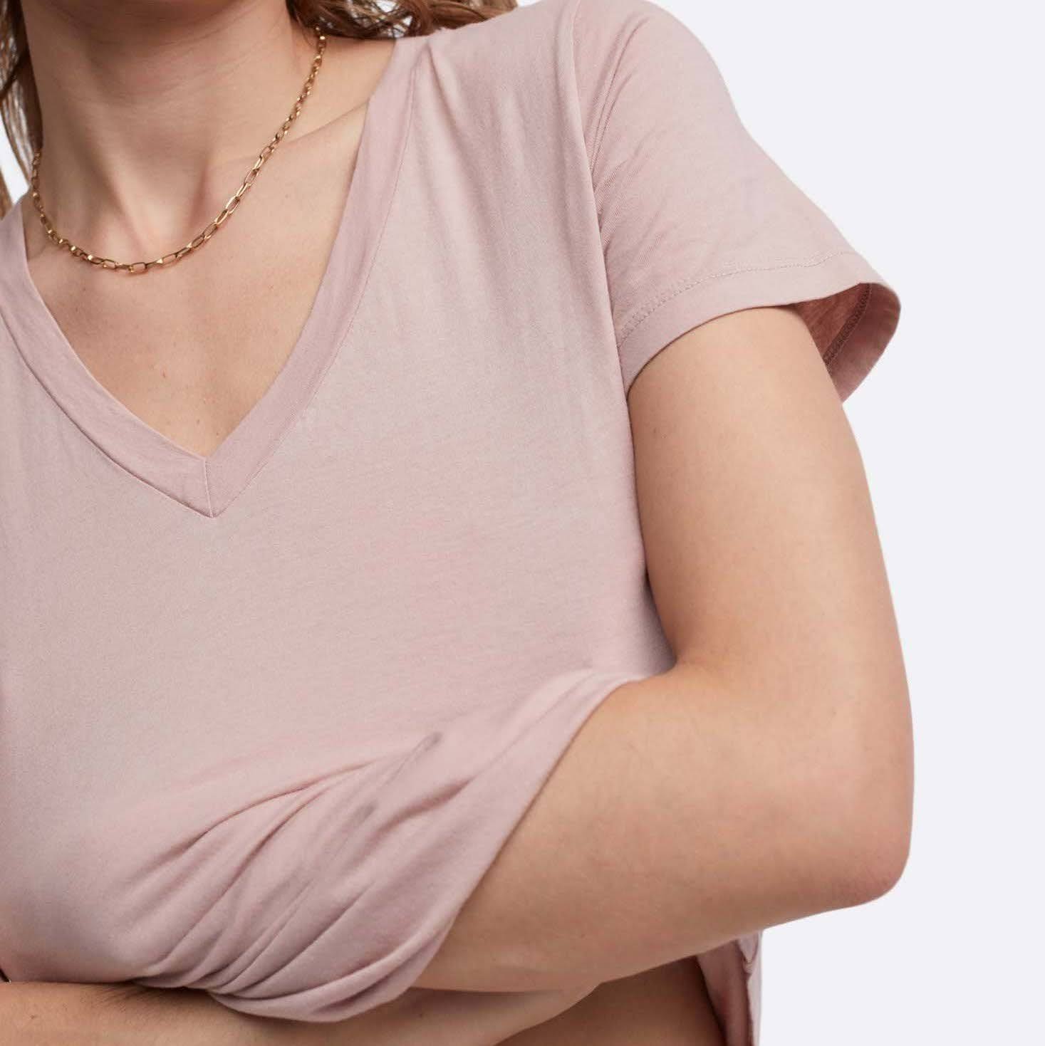 Organic Cotton V Neck Tee Rose / XL