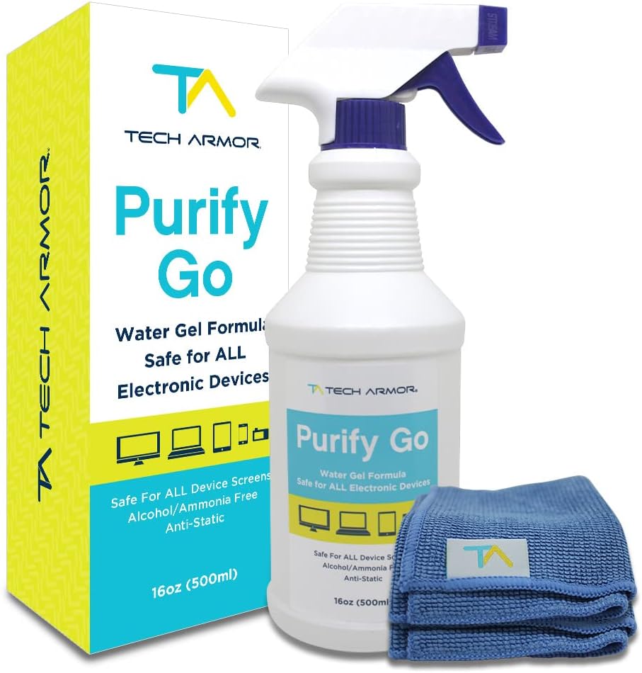 Tech Armor Screen Cleaner Spray [16 Oz] Best for Smartphones, iPads, Tablets, e-Readers, LED & LCD TV Screens, Monitors, Laptops & Touchscreens - Microfiber Towels Included