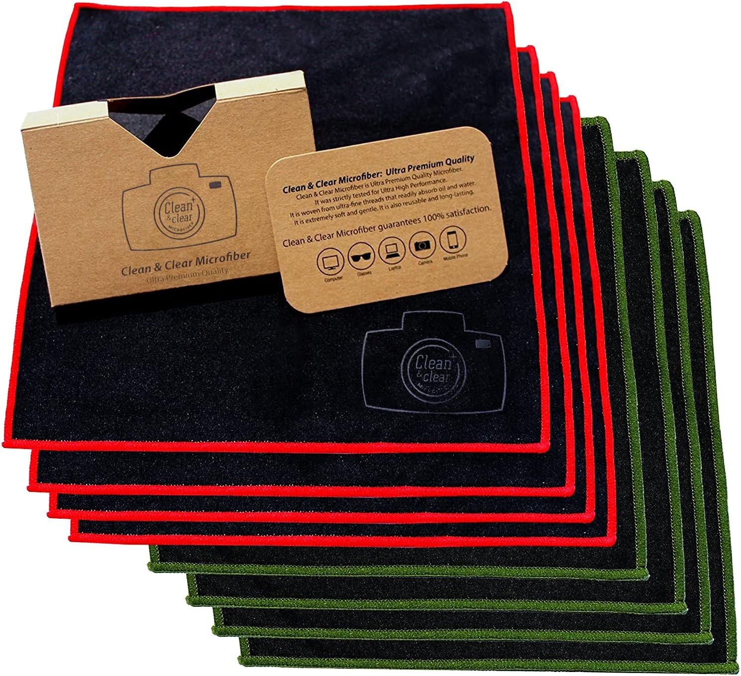 Microfiber Cleaning Cloth, Extra Large [8 Pack] Ultra Premium Quality Lens Microfiber Cloth - Microfiber Cloth for Camera Lens, Glasses, Screens, and All Lens.