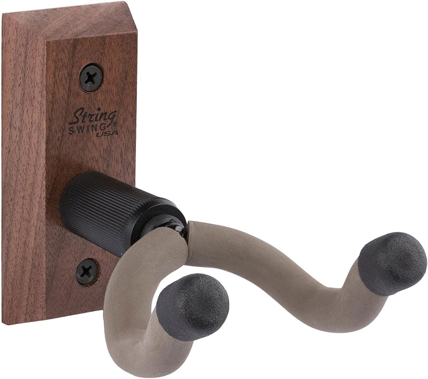 String Swing CC01K-BW Guitar Hanger and Guitar Wall Mount Bracket Holder for Acoustic and Electric Guitars Black Walnut