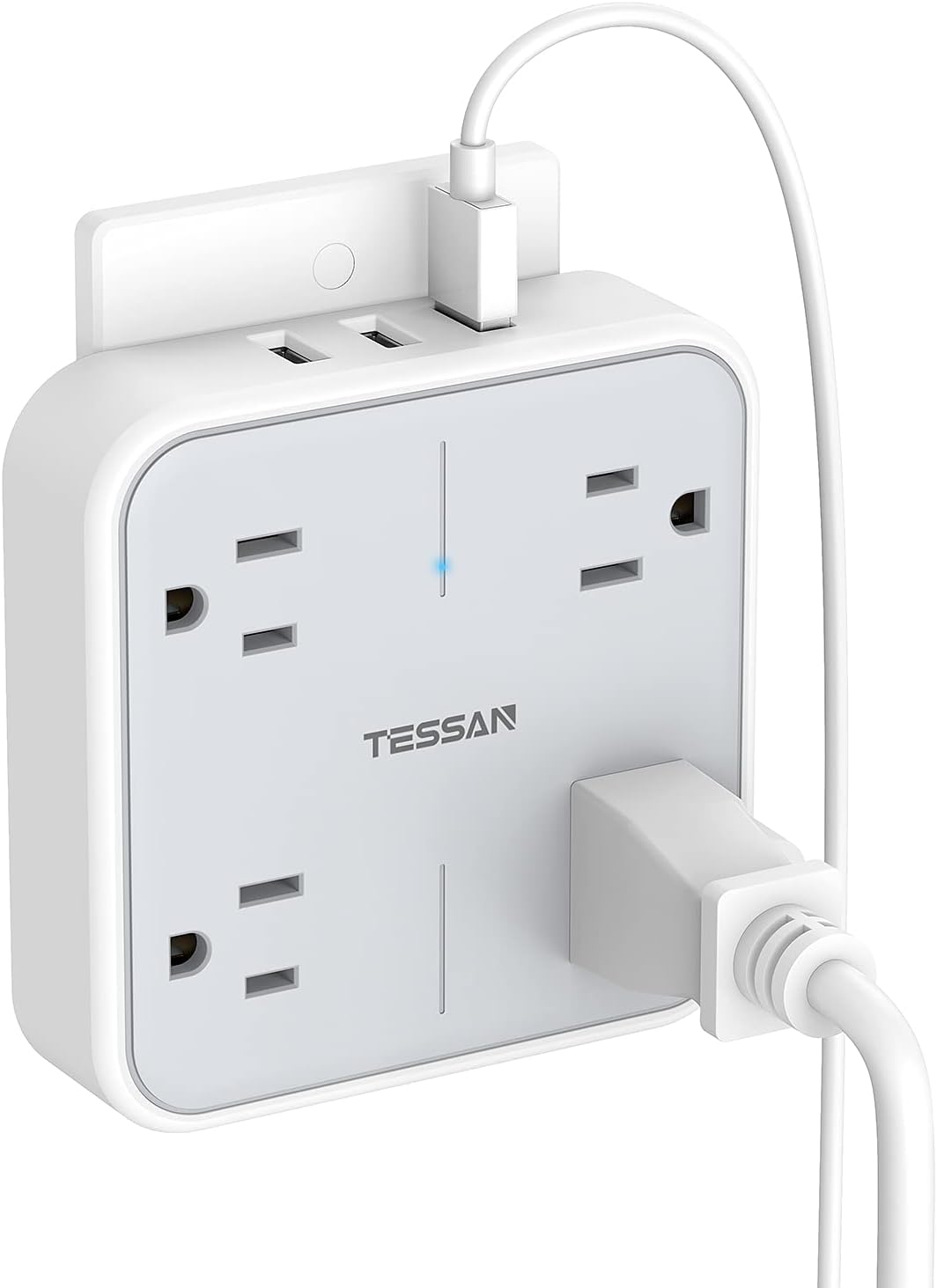 Multi Plug Outlet Extender with USB, TESSAN Surge Protector Outlet Splitter with 3 USB Wall Charger, Multiple Plug Expander for Travel, Home, Office